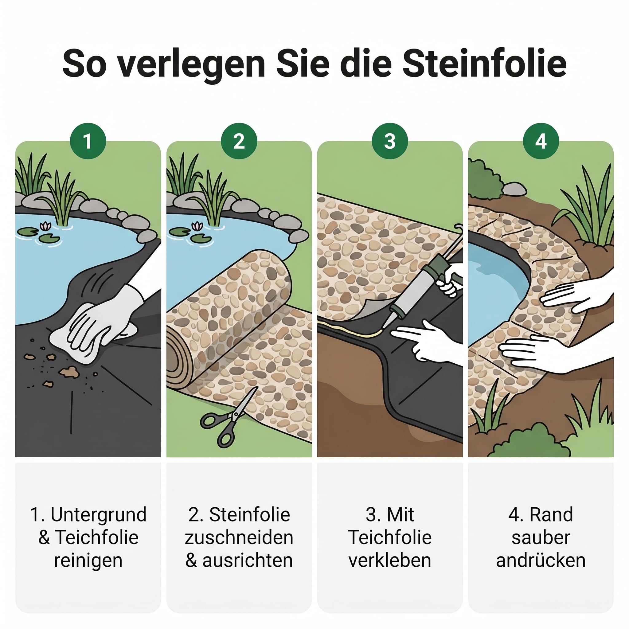 Pondlife Steinfolie für Teichrand und Bachlauf, 60 cm Breite x 3 m Länge, kiesbeschichtete Ufermatte für Teich, UV-stabil, fisch- und pflanzenverträglich, 0,5 cm Stärke