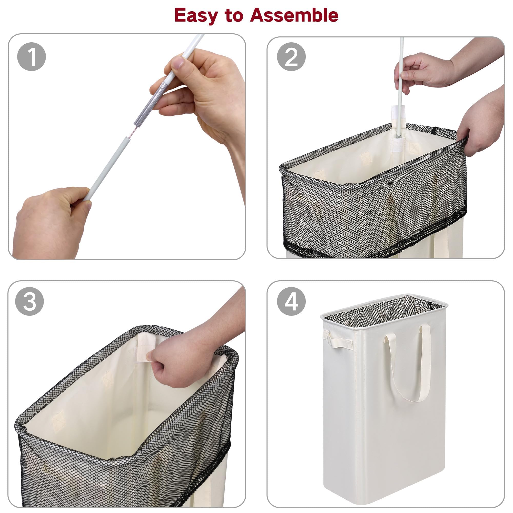 efluky Slim Laundry Basket, Narrow Laundry Hamper with Handles, Collapsible Dirt — product photo