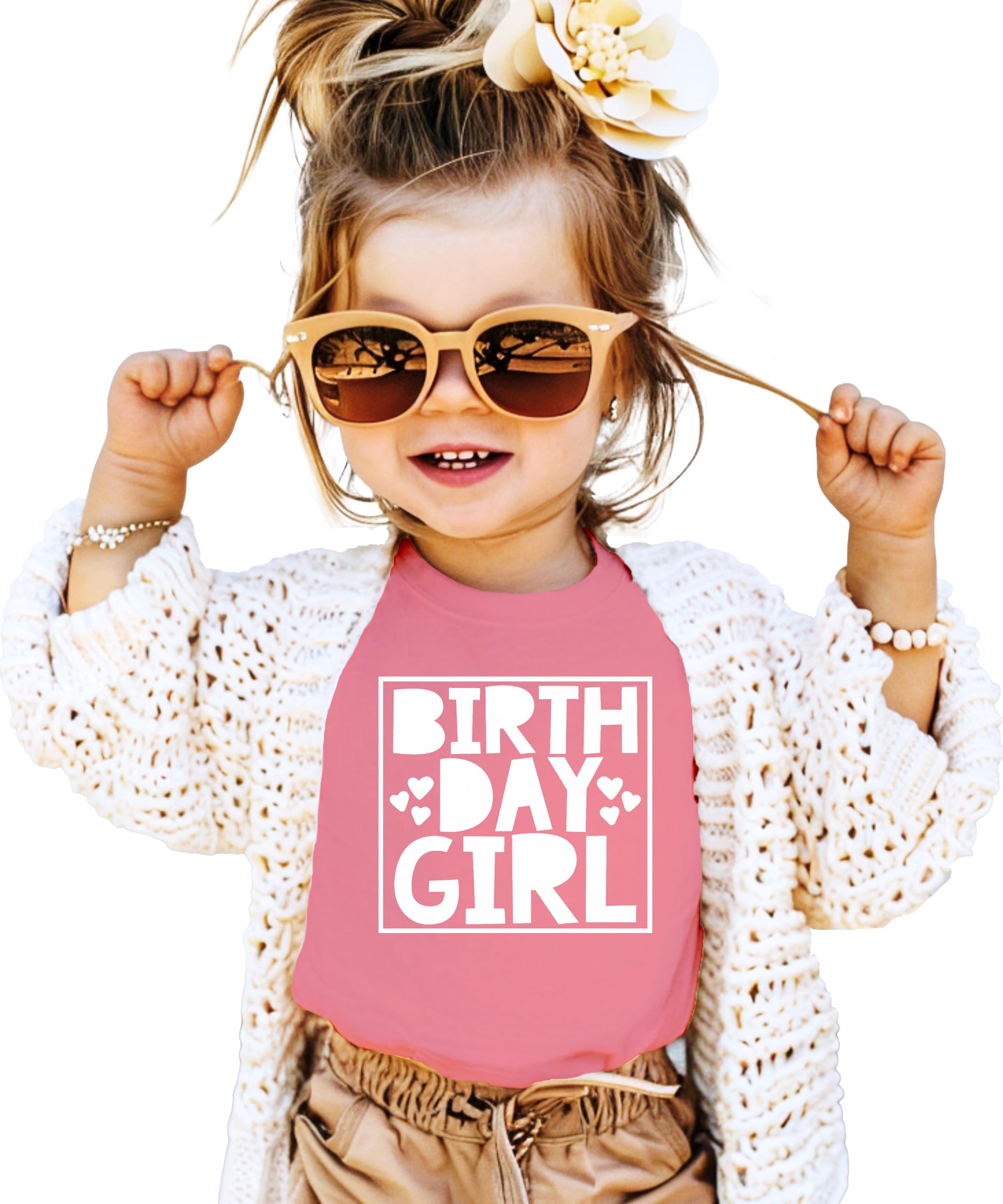 Olive Loves Apple Birthday Girl Square with Hearts Birthday T-Shirts and Raglans for Any Age Birthday White on Mauve Shirt 18 Months