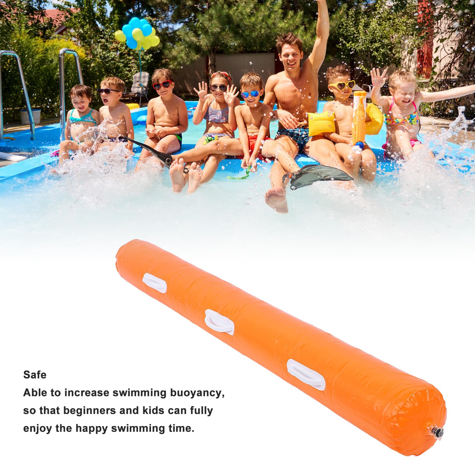 Blow Up Pool Noodles, Easy to Use PVC Inflatable Pool Pole for Water Recreation (Orange)