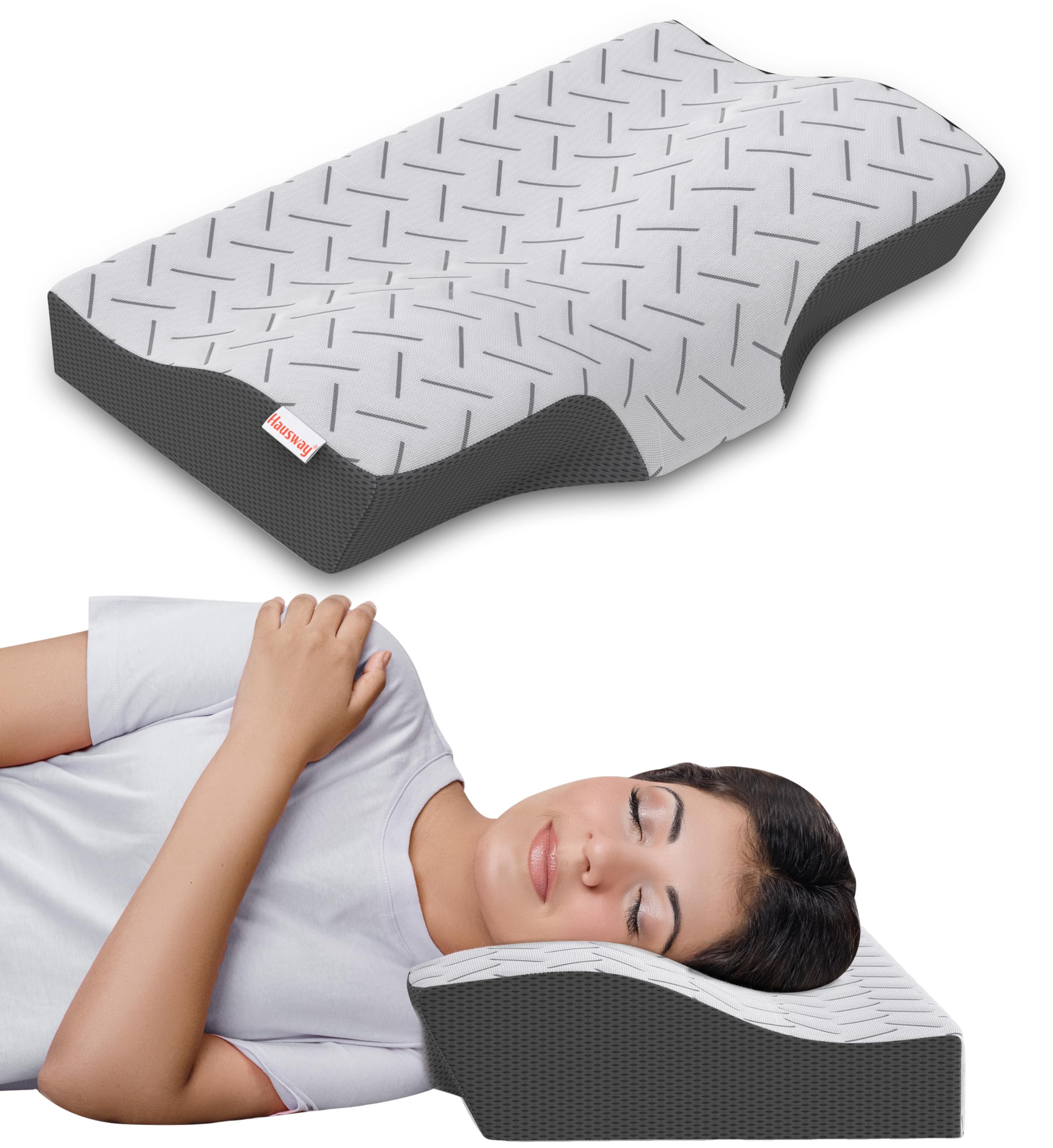 HAUSWAY Pillow for Neck Pain and Shoulder Pain | Cool Gel