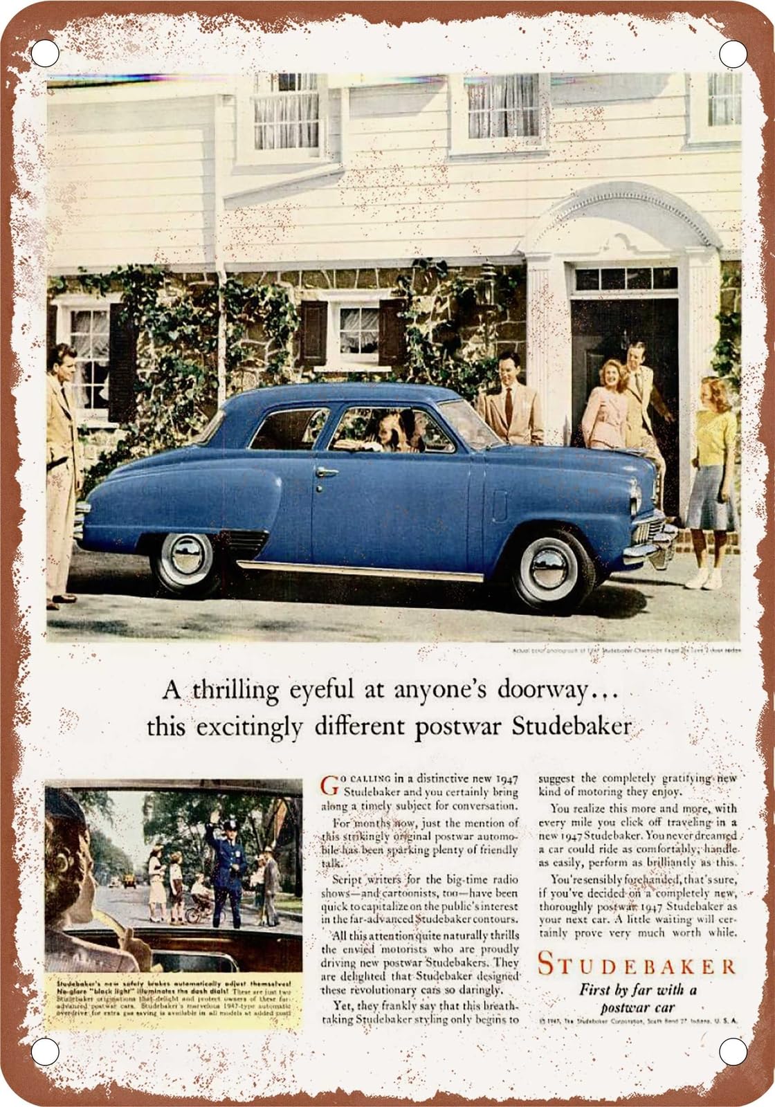 METAL SIGN - 1947 Studebaker Vintage Ad 12 - Old Retro Rusty Look home decor