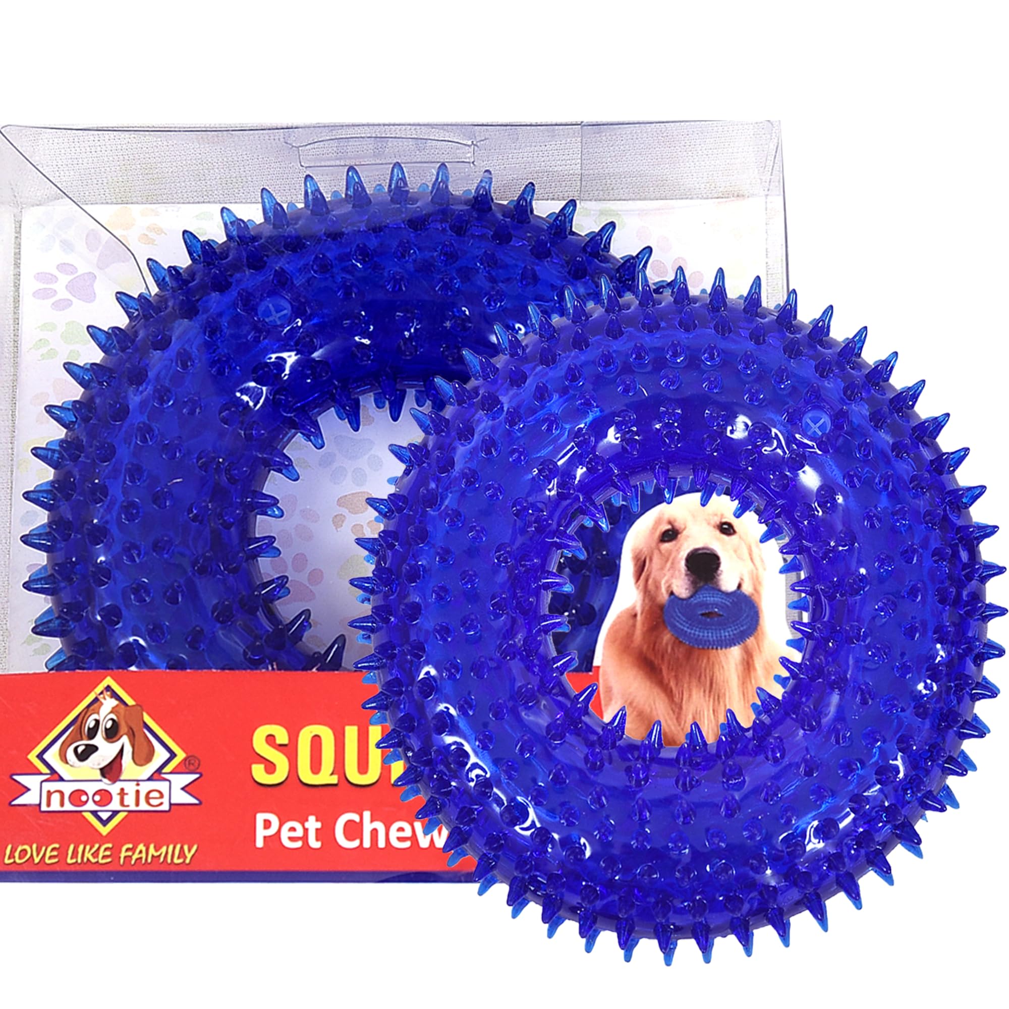 Nootie Chew Toy for Puppy Dog Squeaky Chew Toys for Aggressive Chewers Dental Teething Cleaning(Crystal Ring Design) (Blue) (B0CCJRRMYT) Amazon Price History, Amazon Price Tracker