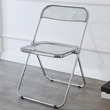 Amazon Kaihaowin パイプ椅子 透明 折りたたみ 椅子 クリアチェア 折り畳み イス おしゃれ フォールディングチェア スタッキング 会議 椅子 ミーティングチェア ダイニングチェア オフィスチェア デスクチェア 北欧 可愛い シンプル 省スペース グレー 折りたたみチェア