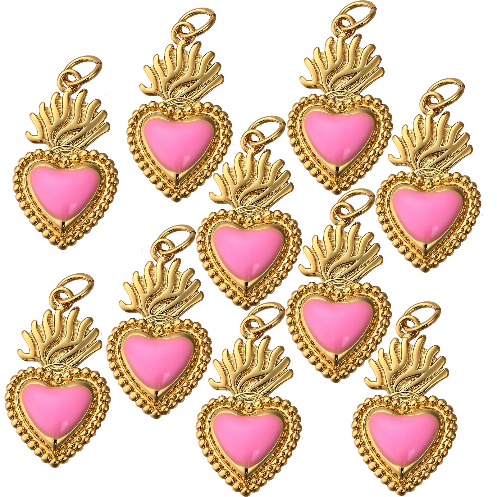 BEEFLYINGGolden Brass Charm with Enamel and Jump Rings for Jewelry Earrings Bracelet Necklace Making