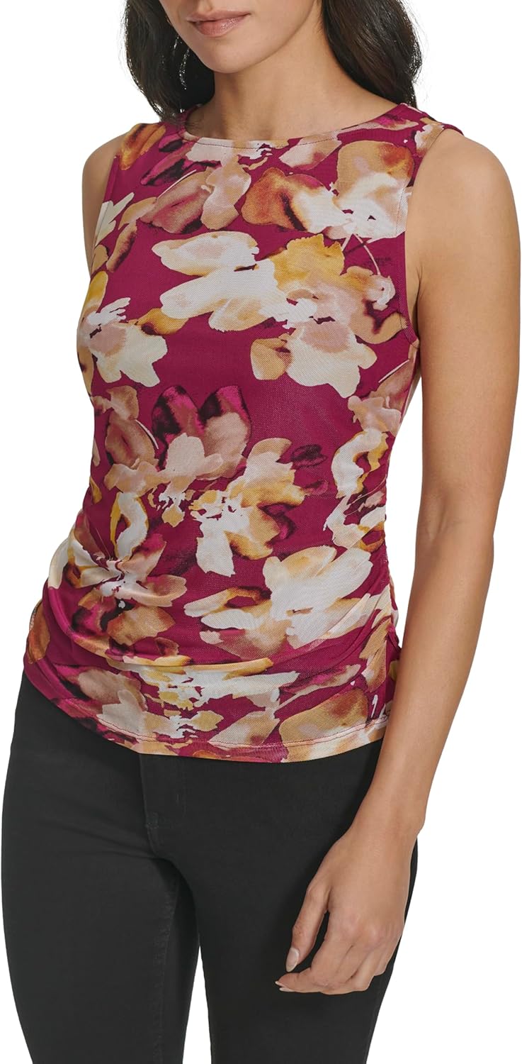 Calvin Klein Women's Ruched Sleeveless Knit Blouse