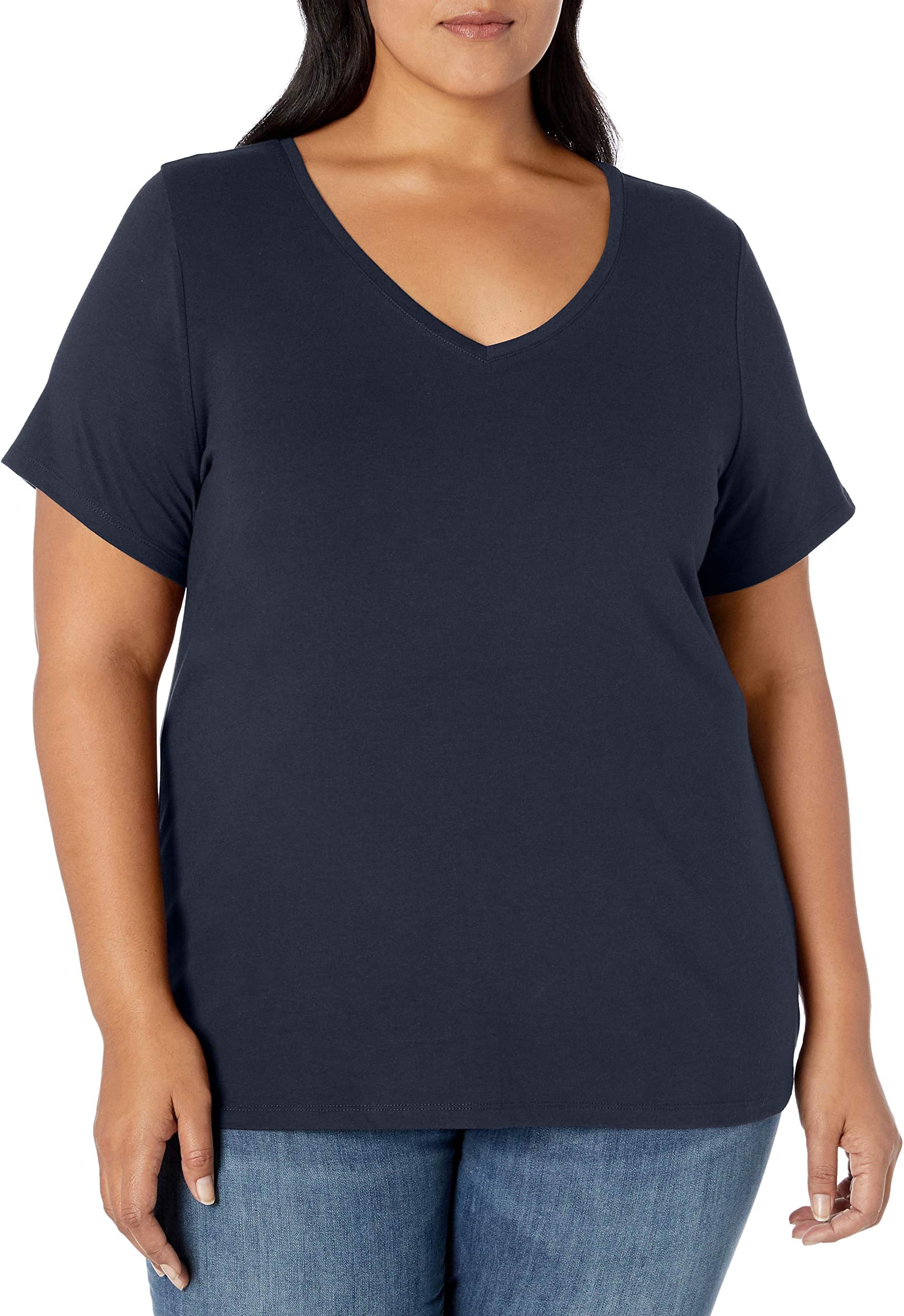 Women's Plus Size Classic-fit Short-sleeve V-neck T-shirt