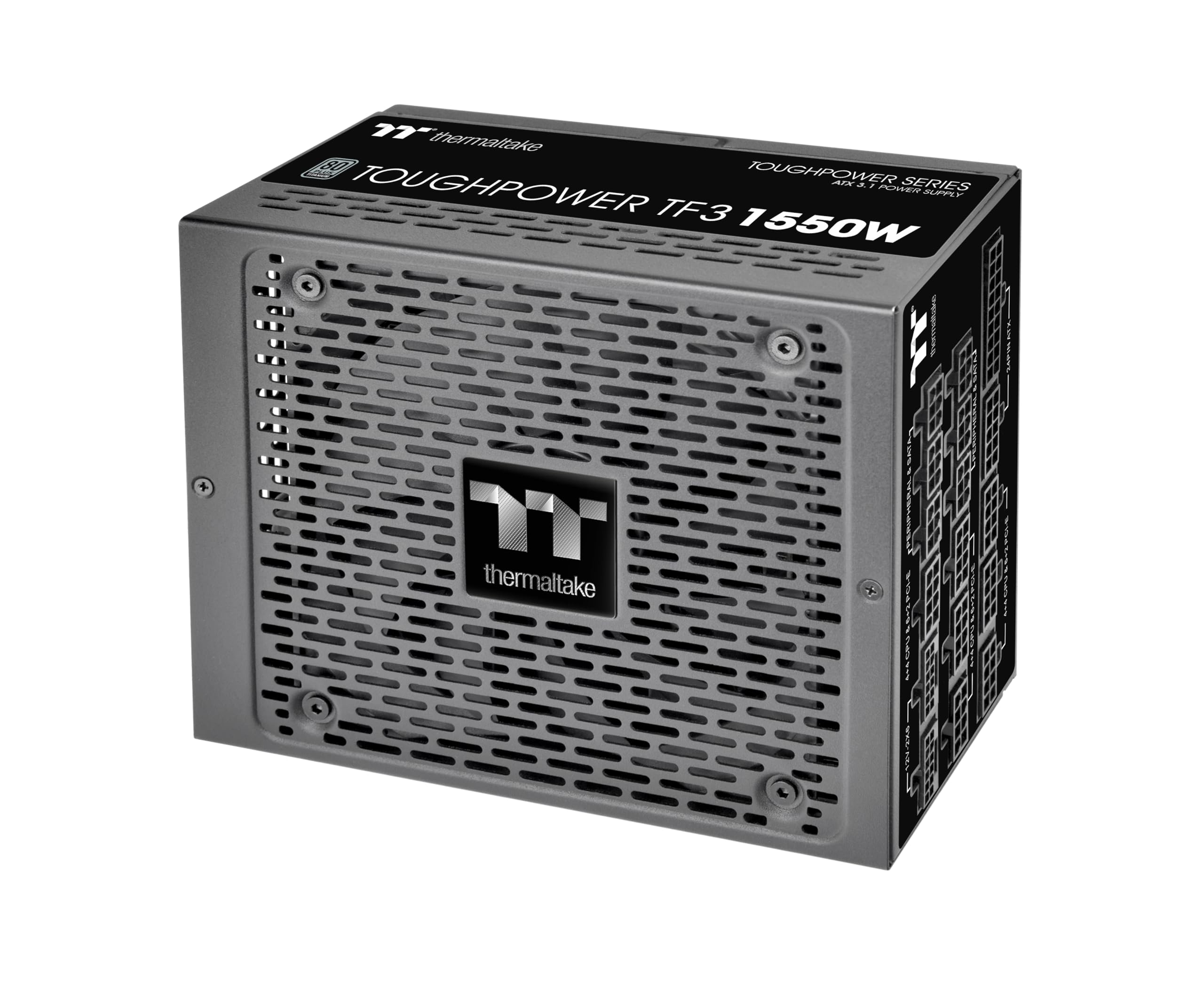 Thermaltake Toughpower TF3 1550W | ATX 3.1 | PCIe Gen 5.1 12V-2x6-Anschluss | Turbo-Lüfter-Funktion | Low Profile Kabel | 80Plus Titanium zertifiziert | extra Jumper | Modular