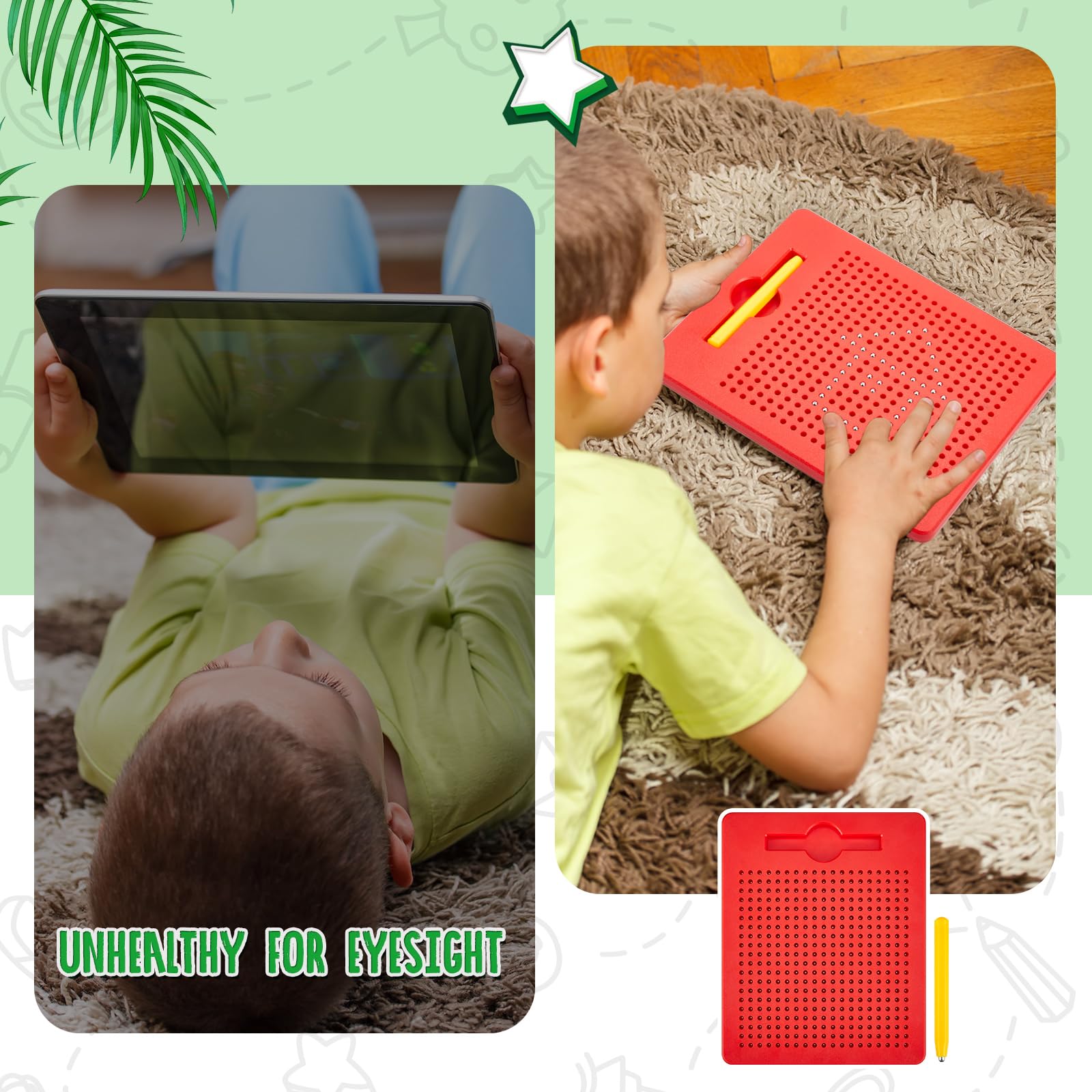 Tablette Enfant Tableau Magnétique Dessin Pour Enfants - Avec Stylo Et Billes - Effaçable D'un Geste - Loisir Créatif 3 Ans+ Jeu éducatif Enfant