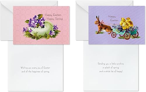 Miniatura 6 de Hallmark Surtido de tarjetas de Pascua vintage, pollitos y conejitos (24 tarjetas con sobres)