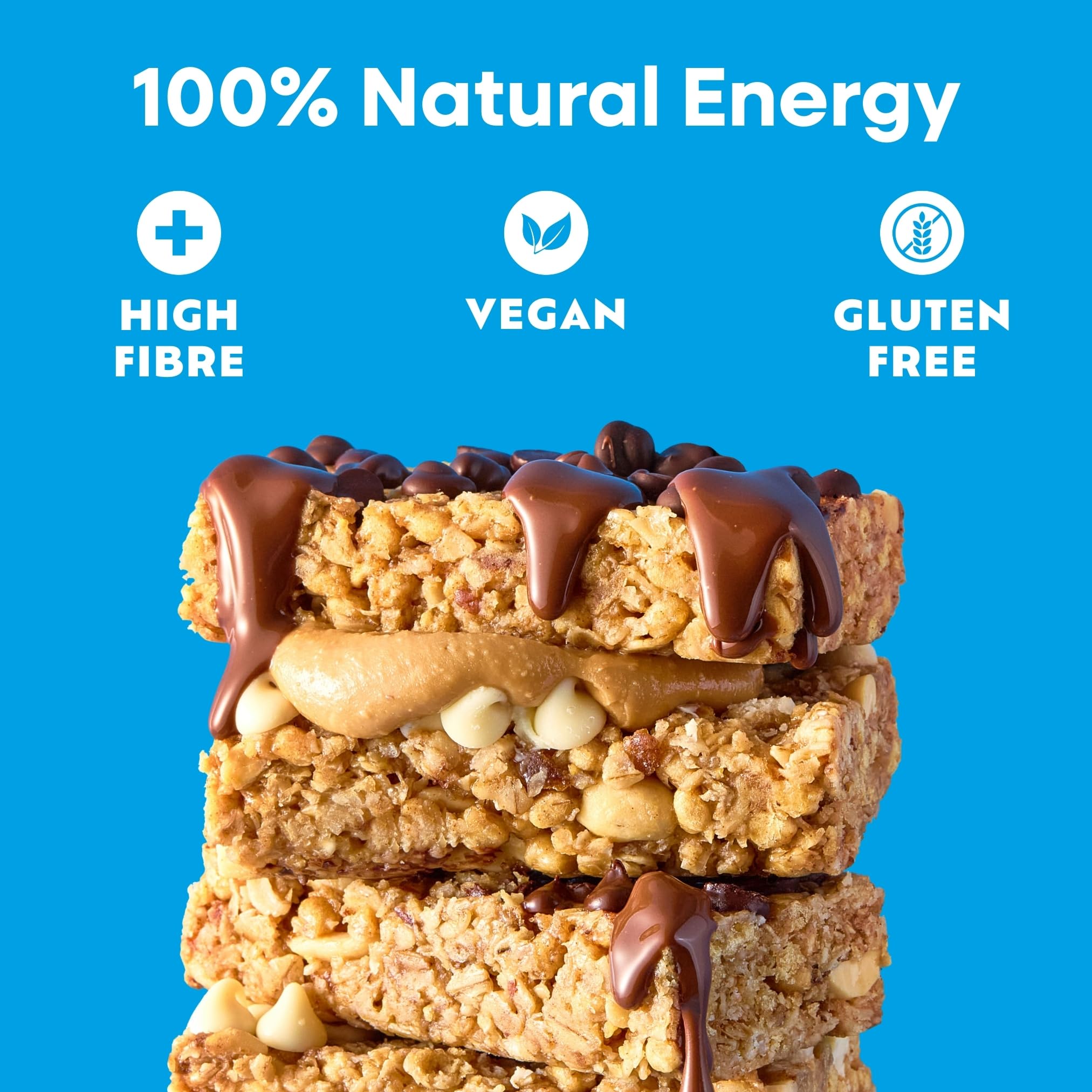 TRIBE Protein + Focus Bar – Blondie au beurre d'arachide – 10 g de protéines, 9 nutriments énergétiques et concentrés, crinière de lion, à base de plantes, collation végétalienne et sans gluten (60 g