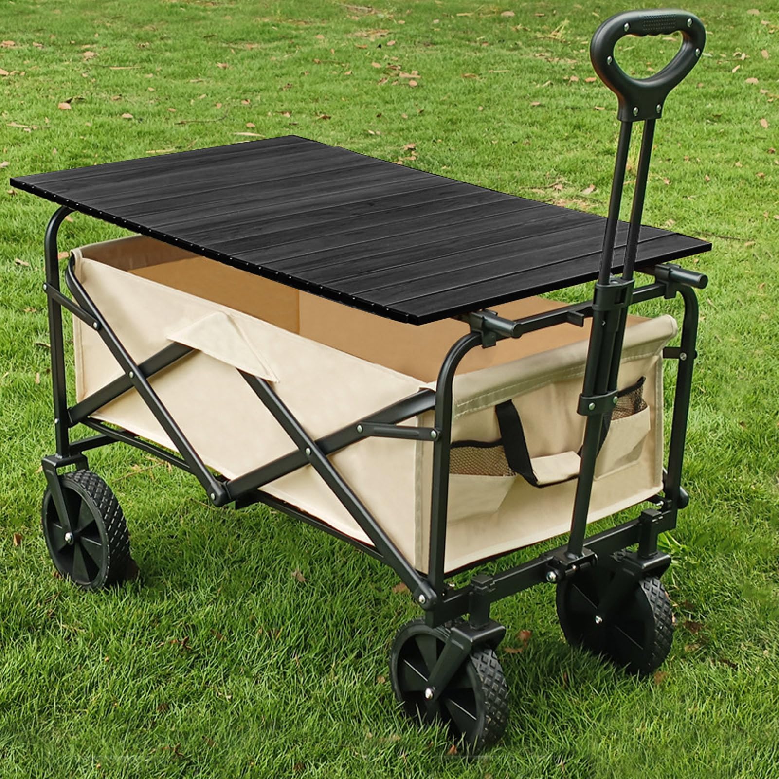 Tavolo da Picnic Pieghevole Tavolino Portatile per Giardino Carrello | Piano in Metallo Accessorio per Interno Esterno Campeggio Giardino Spiaggia BBQ Picnic Camper