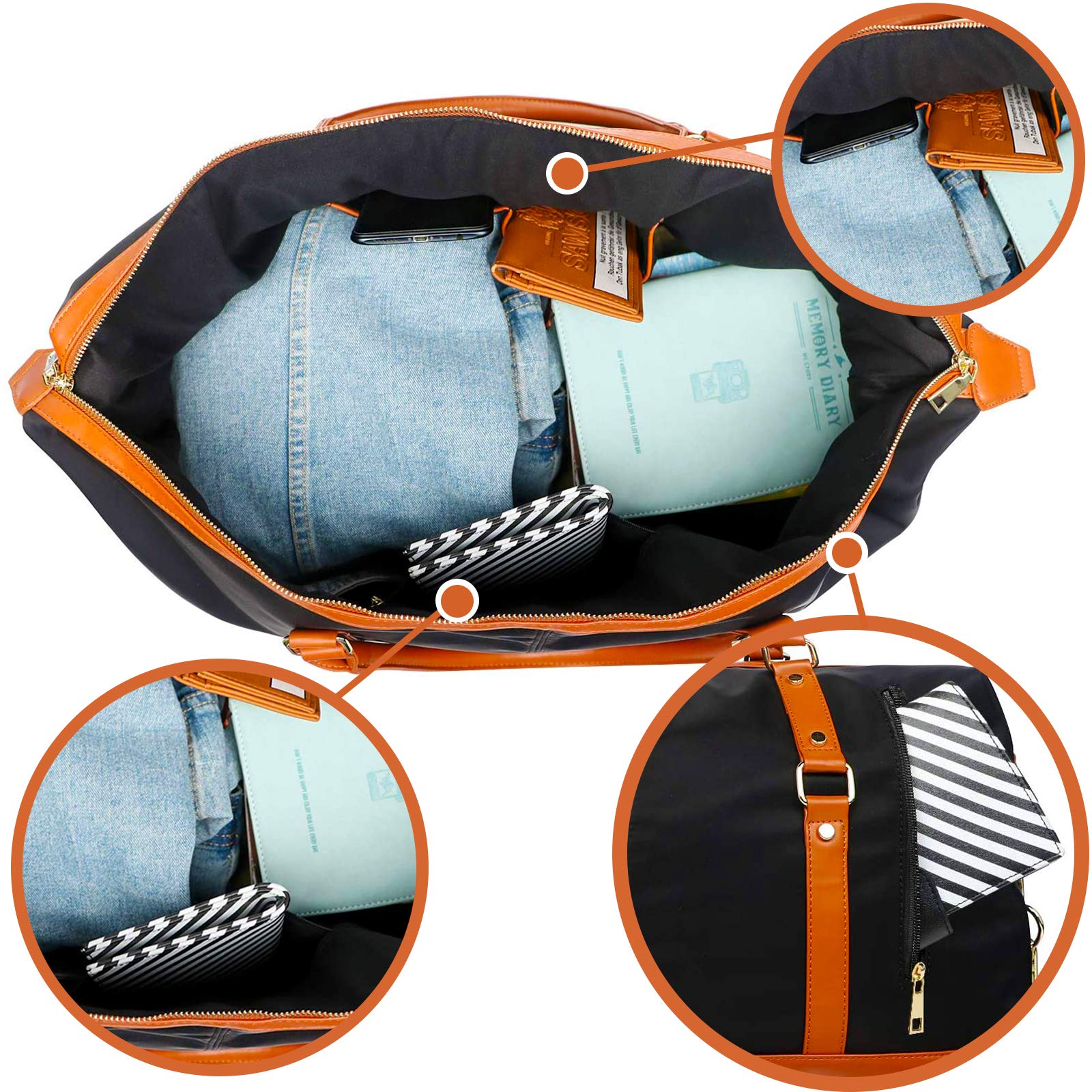 Damen Reisetasche, Schwarz - Schwarz - Größe: Large