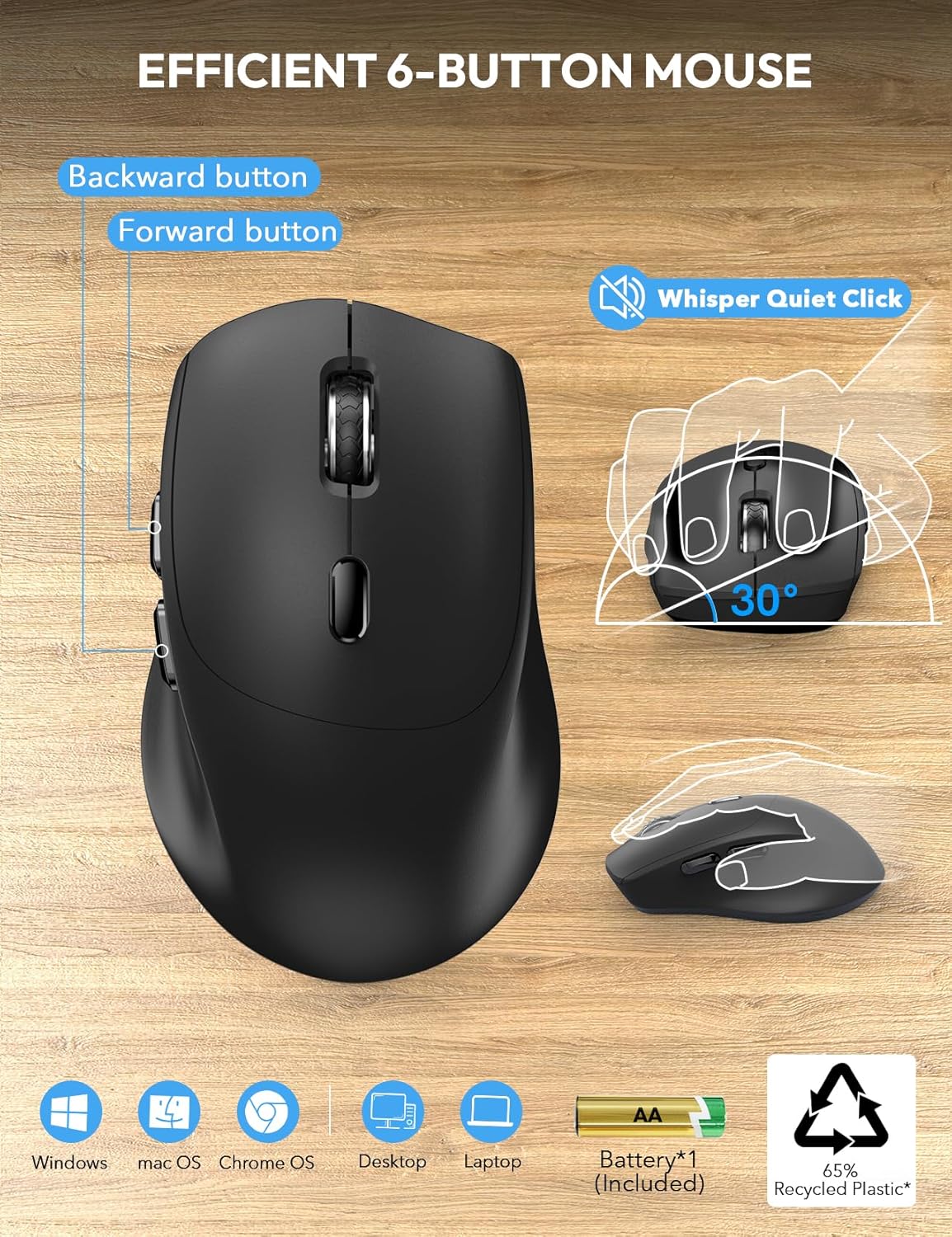 Wireless Keyboard and Mouse, Wrist Rest, Phone Holder, Batteries Included, 2.4G Lag-Free Ergonomic Keyboards Mouse Combo, Silent Keyboard Cordless Set for Computer, Laptop, PC, Mac, Windows -SABLUTE 1 Pack Black&Yellow image 6 of 9 B0F9L46P71
