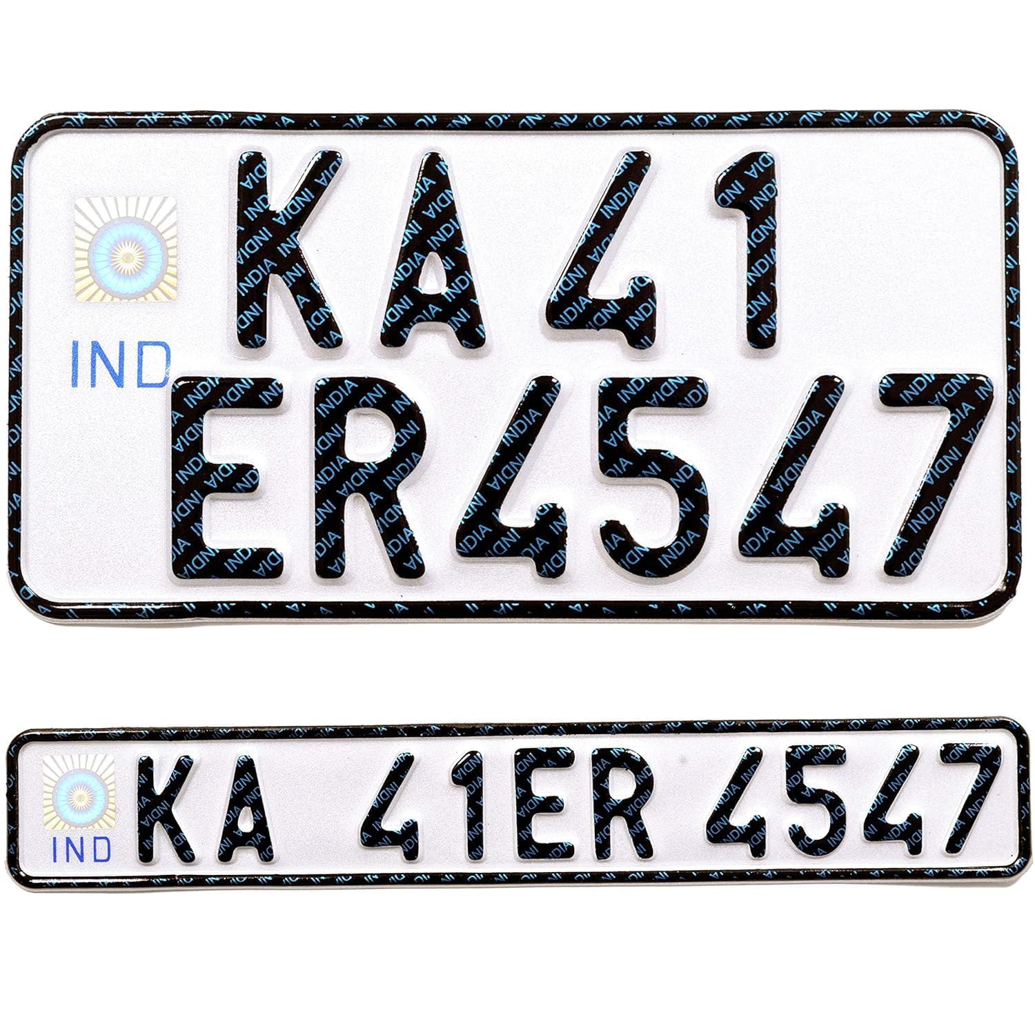 Innovqaraj Embossed Ind Number Plate for Bike| Fancy | No Bar Or Serial Code| for Old Bike Only (White)-image-8