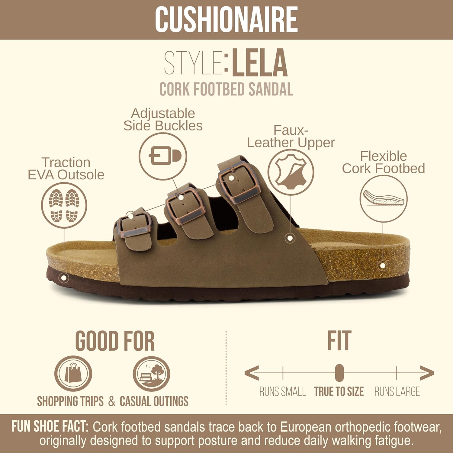 CUSHIONAIRE Women's Lela Cork footbed Sandal with +Comfort - Image 4