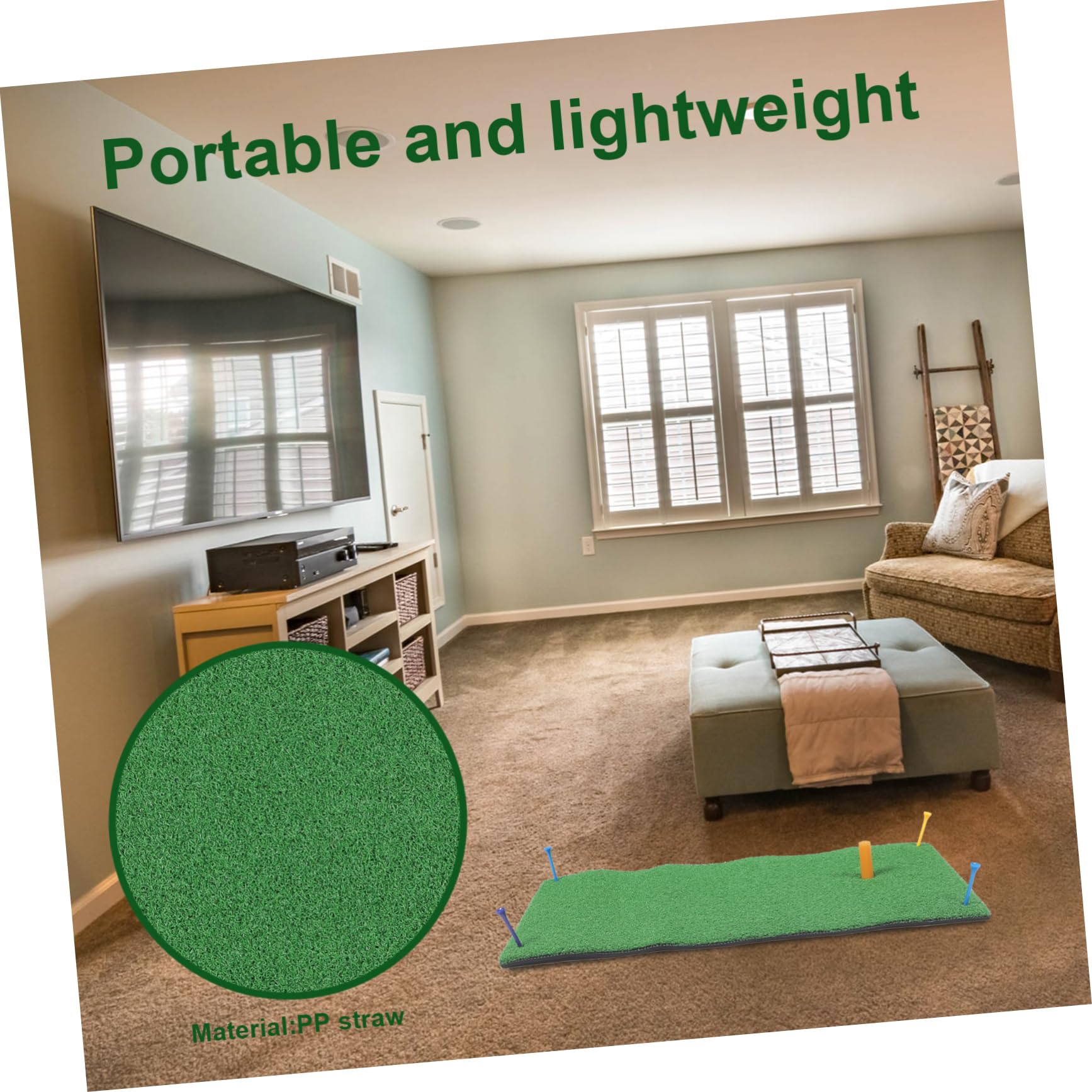 Happyyami Golf Practice Set Portable Golf Turf Swing Mat 30x60cm for Beginners Professionals