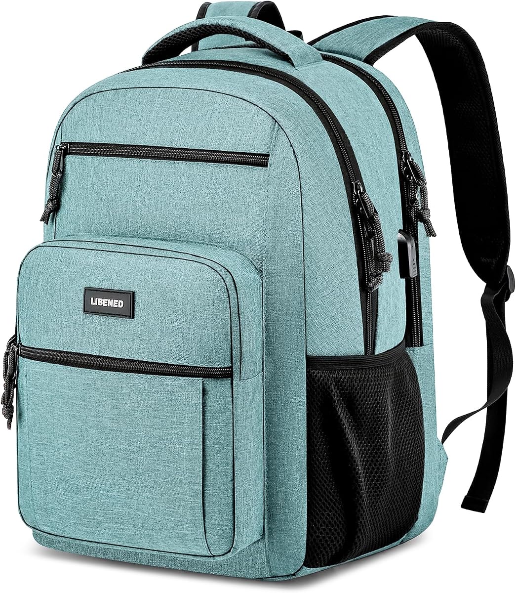 School Backpack for Teens Girls and Boys, Lightweight and Sturdy Bookbag for College with USB Charging Port, 15.6 inch Water-Resistant Back pack with Laptop Sleeve, Teal