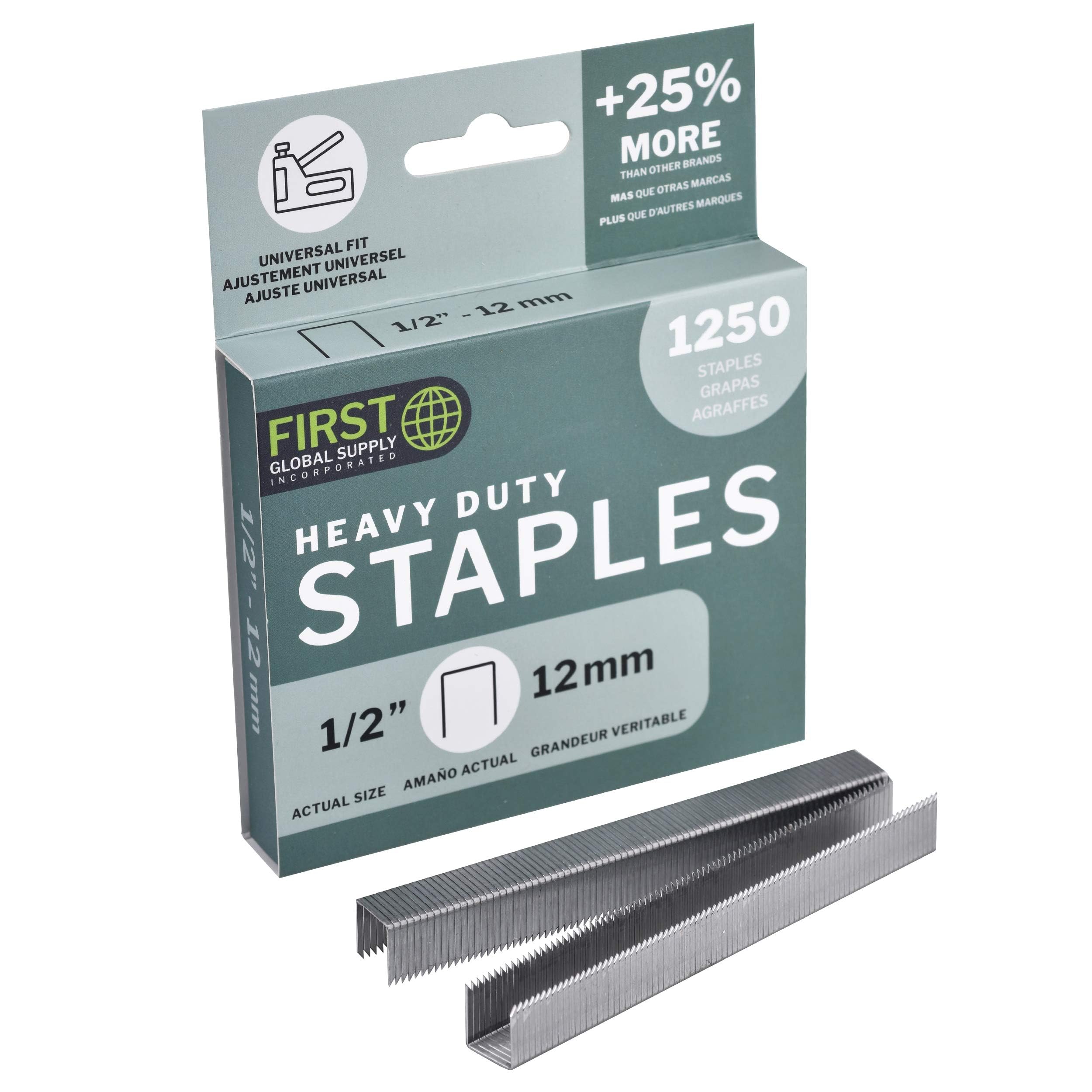 FGS grapas resistentes | 1/2 pulgadas 12 mm | 1,250 unidades | ajuste universal | T50 | acero inoxidable