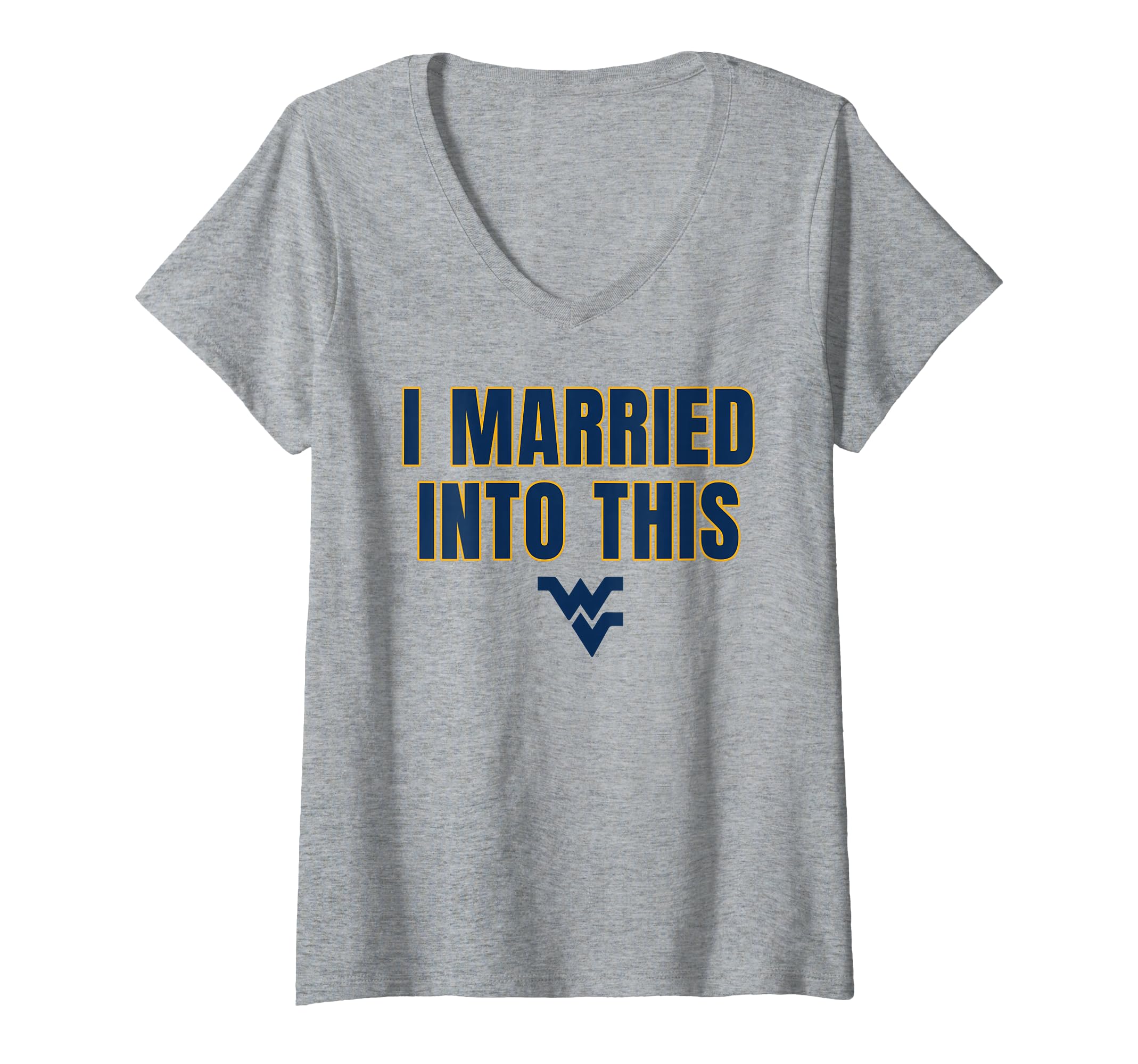 Womens West Virginia Mountaineers I Married Into This V-Neck T-Shirt