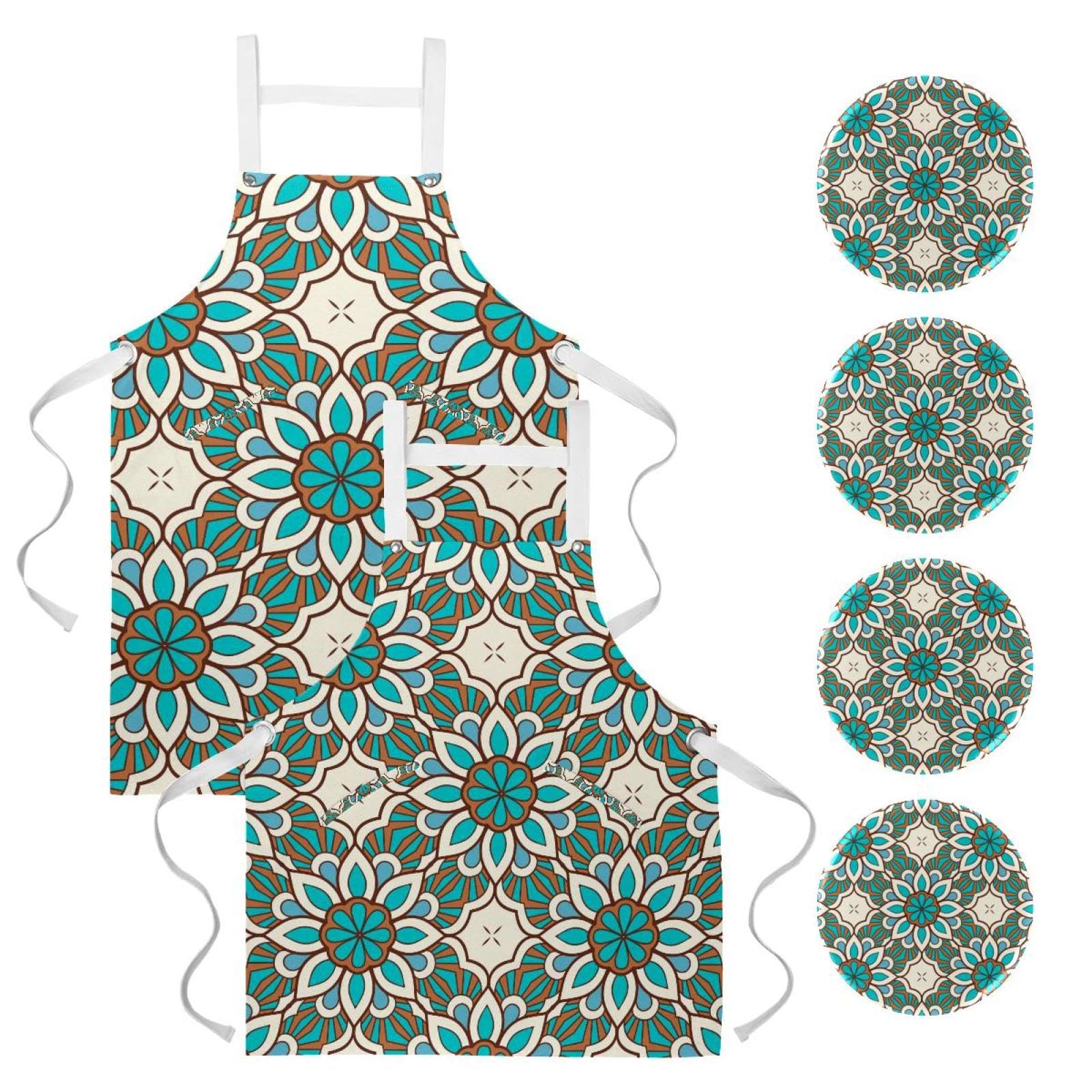 Tablier de cuisine pour restaurant et bistrot avec motif mandala - 7