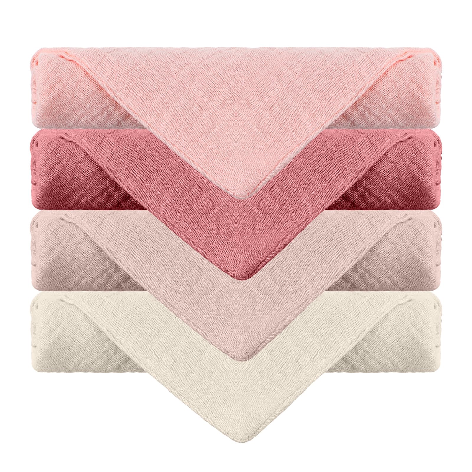 Qianyu 4 paños suaves para la cara, toallitas desmaquillantes muselinas, toallas faciales absorbentes, limpieza diaria, viajes, para mujeres y hombres