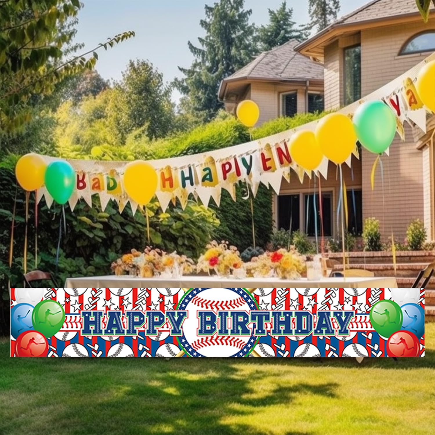 Happy Birthday Yard Banner Decoration 118'' x 20'',Home