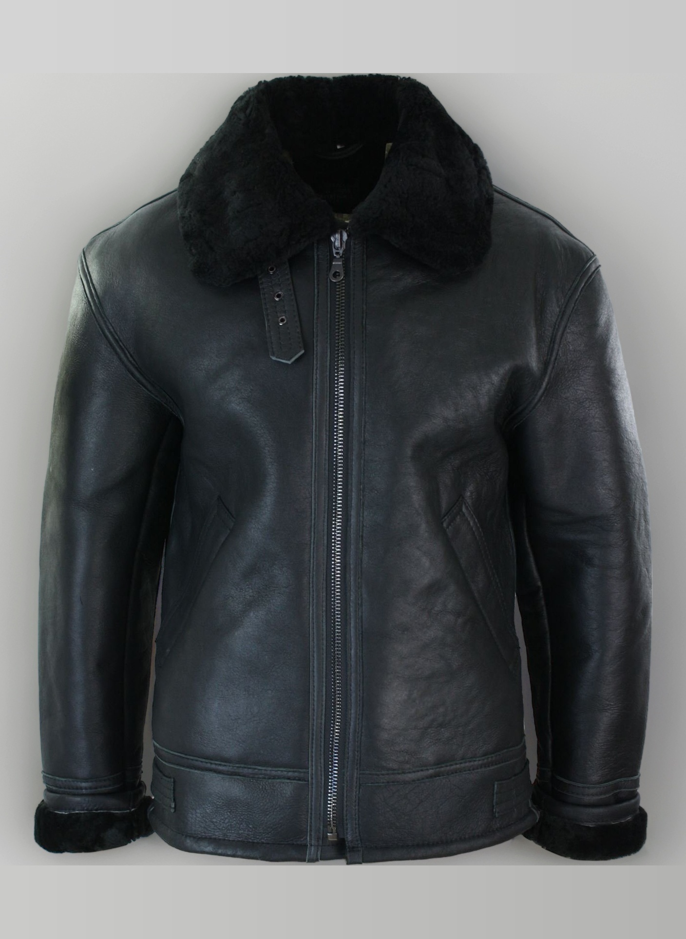 Mens Real Leather Sherling Sheepskin Original B3 Flying Pilot Jacket Warm Winter