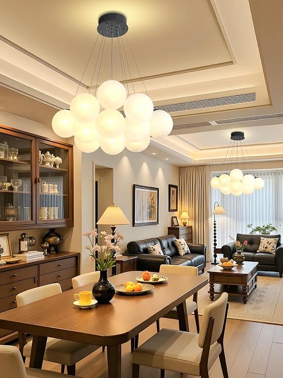 Bubble Chandelier Lighting Black 13-Light Cloud Glass Pendant Light Bubble Chandelier Lighting Black 13-Light Cloud Glass Pendant Light