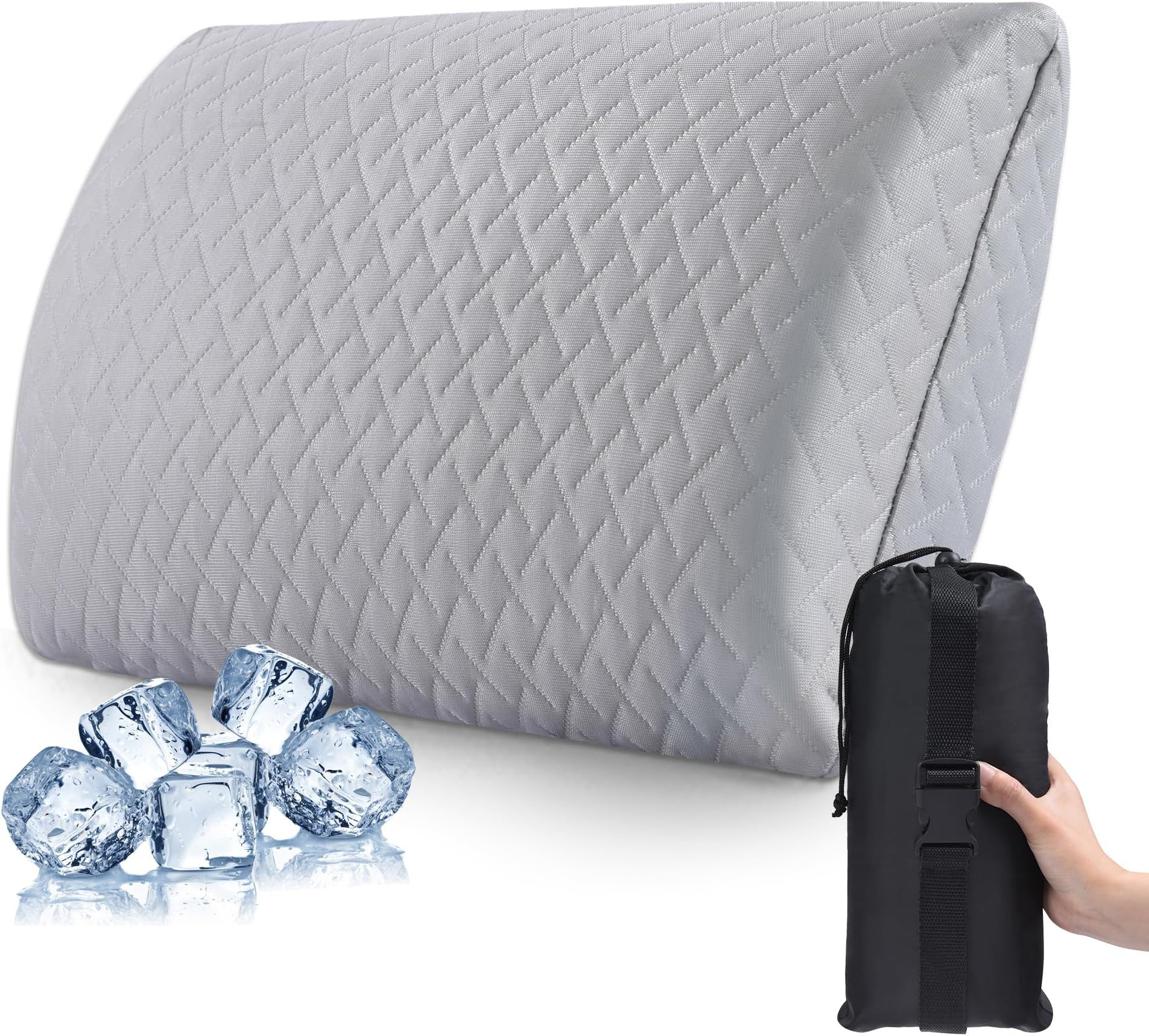 ENITYA Camping Pillow with Washable Cover - Camping Essentials, Memory Foam Backpacking Pillow, Portable Pillow for Camping, Air Travel, Hiking, Beach, Hammock, Medium(Light Grey)
