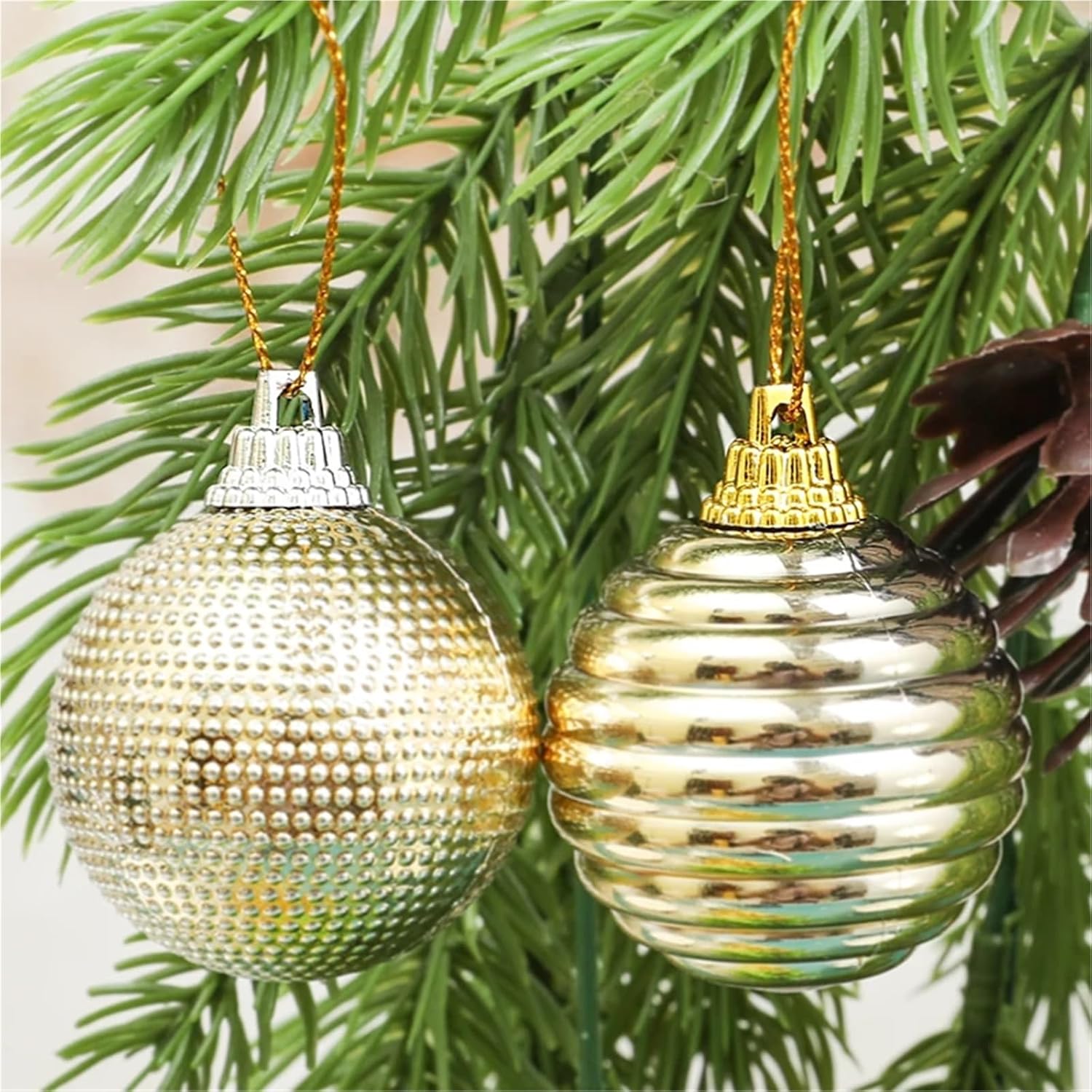 Ornament Caps 600 Pcs Gold Silver Christmas Ball Cap Xmas Tree Hanging Ornament Removable Metal Hat Merry Chrismas Decoation New Year(Gold)