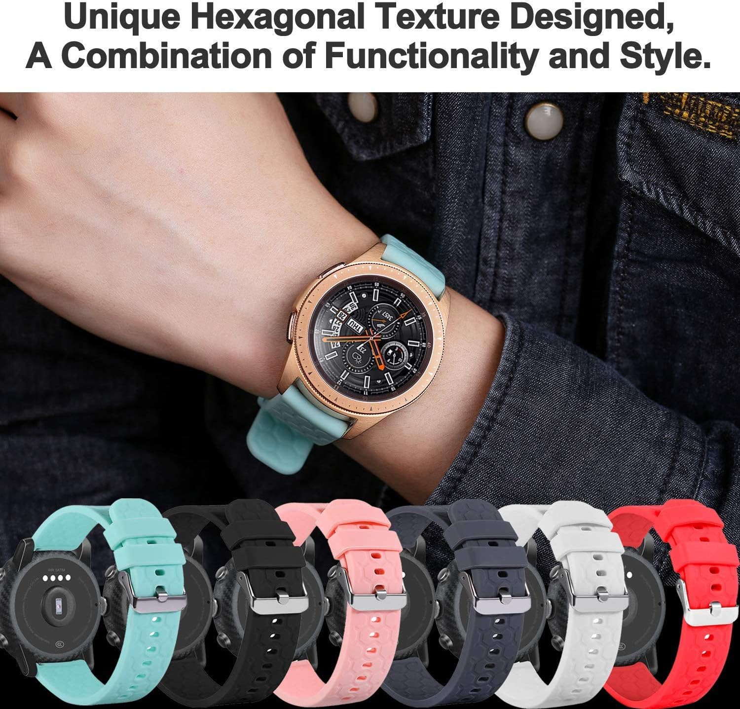 18mm 20mm 22mm Width Silicone Quick Release Wristband Replacement Sports Straps Bracelet Watch Band Women Men Strap with Quick Release Pins for Smartwatch