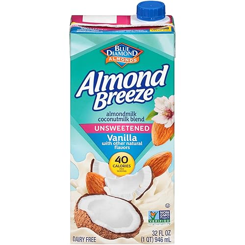 Mezcla de Almond Breeze y leche de almendras y almendra y coco.