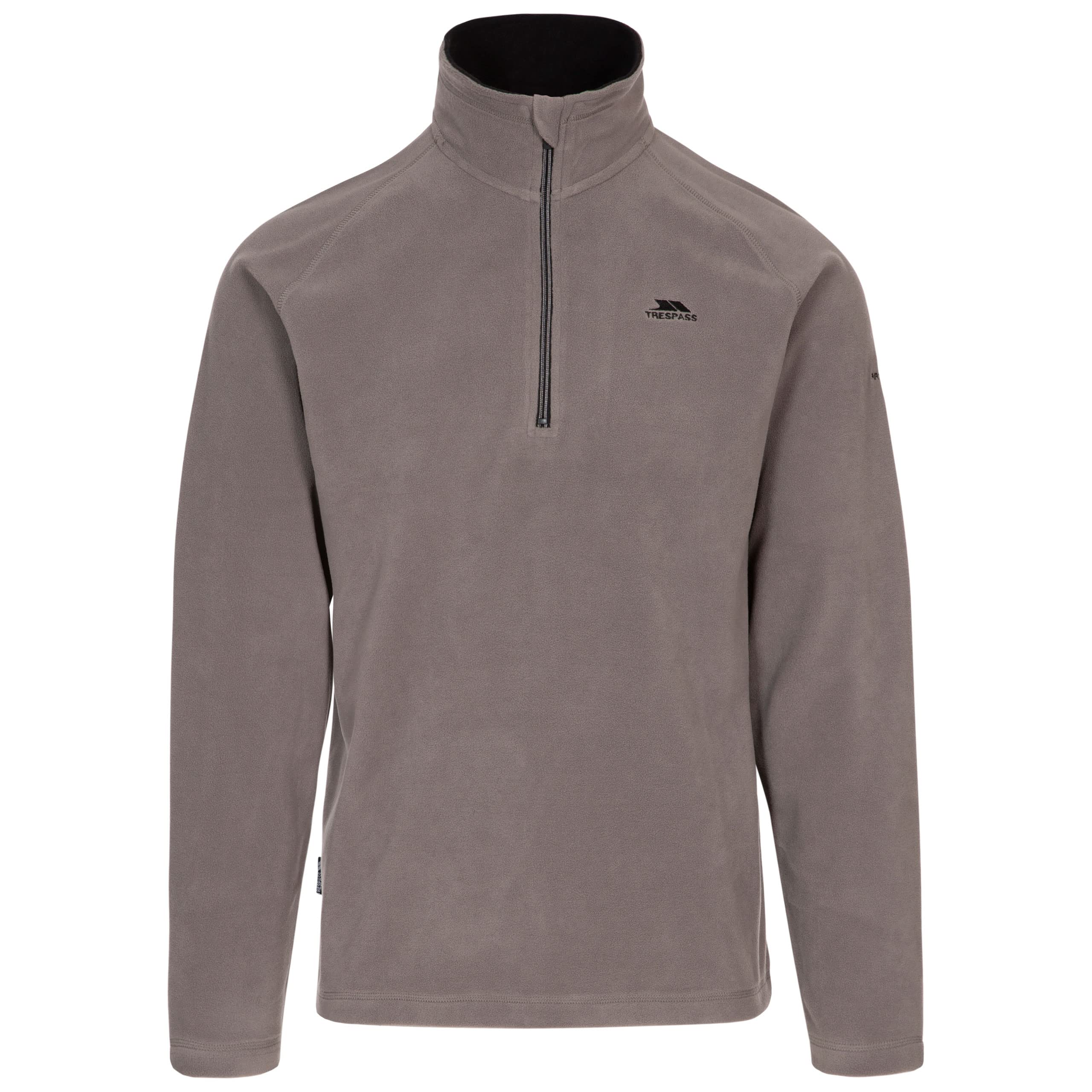 Trespass Mens Casual Fleece Top Blackford - Anti Pilling, 1/2 Zip Neck, Contrast Inner Collar, Contrast Neck Tape, Knitted, 100% Polyester Storm Grey