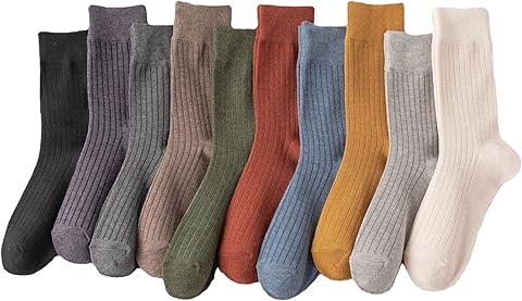 10 Pares Calcetines de Mujer de Algodón, Tobillo Alto, Color Sólido, Suaves Absorbentes Transpirables para Damas, Otoño y Primavera, 10 Colores, Tamaño 36-40