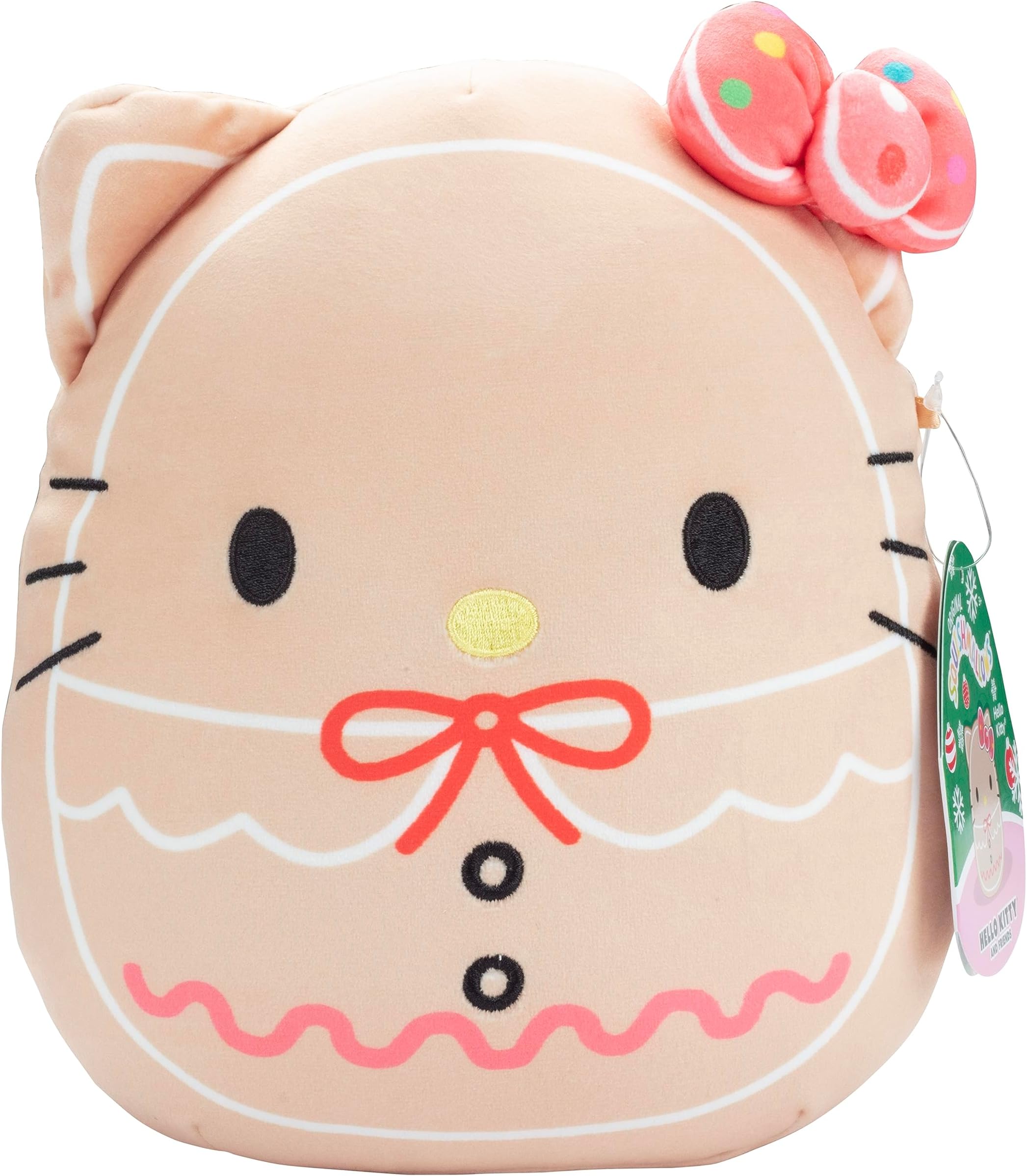 Original 8-Inch Hello Kitty Gingerbread Cookie - Official Jazwares Sanrio Christmas Plush - Collectible Soft & Squishy Stuffed Animal Toy- 2025 Limited Edition Gift for Kids,Girls & Boys