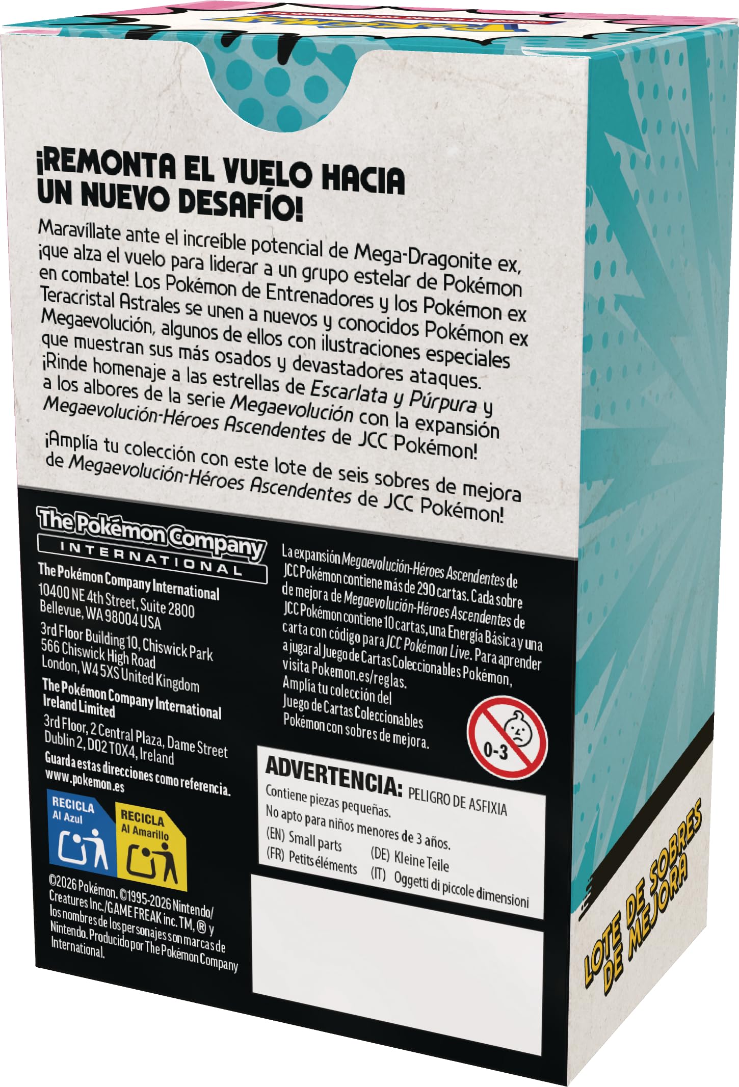 Pokémon: Lote de Sobres de Mejora de Megaevolución-Héroes Ascendentes (6 Sobres de Mejora)