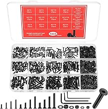 1005Pcs M2 M2.5 M3 Screws Bolts and Nuts, Countersunk Head Screw Set, Hex Socket Head Bolts, Flat Hex Socket Head Bolts, Hex Socket Cap Screw with Nuts and Washers, Machine Hex Screws, Black