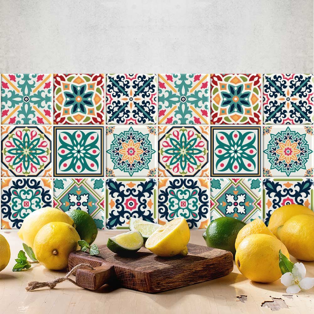 RE-COVERTILES - Pegatinas para Azulejos de Baño y Cocina 10 Piezas 20x20 cm - PS00146 Decoración de pared en PVC Azulejos Mosaico Impermeables estilo Cementina Azulejos — view 43