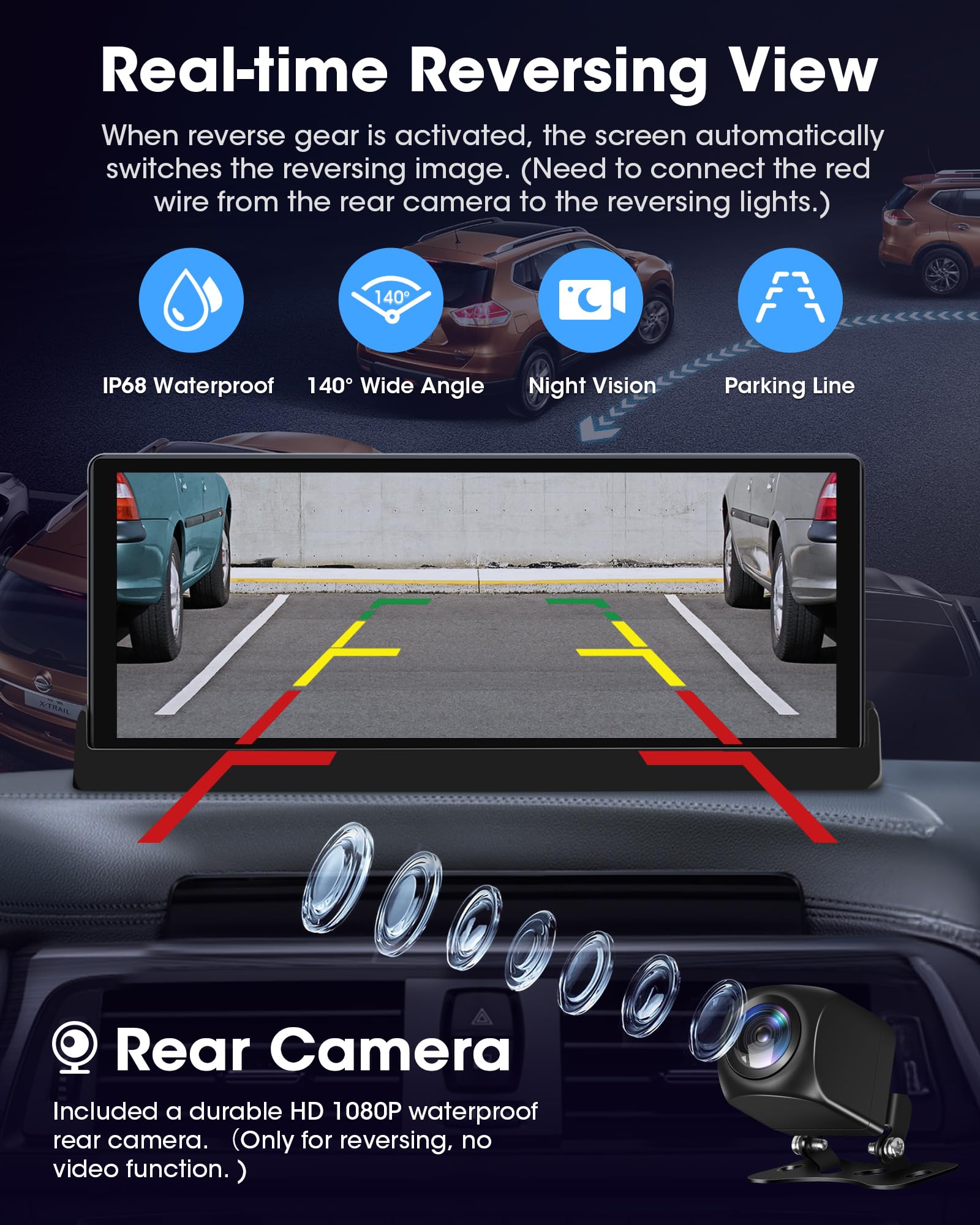 2026 Esclusività Schermo Carplay Auto Android Auto Wireless con Staffa di Supporto Touchscreen da 10,26 Pollici Schermo Autoradio Car Play con Telecamera di Retromarcia Navigazione GPS Siri/Goo-gle