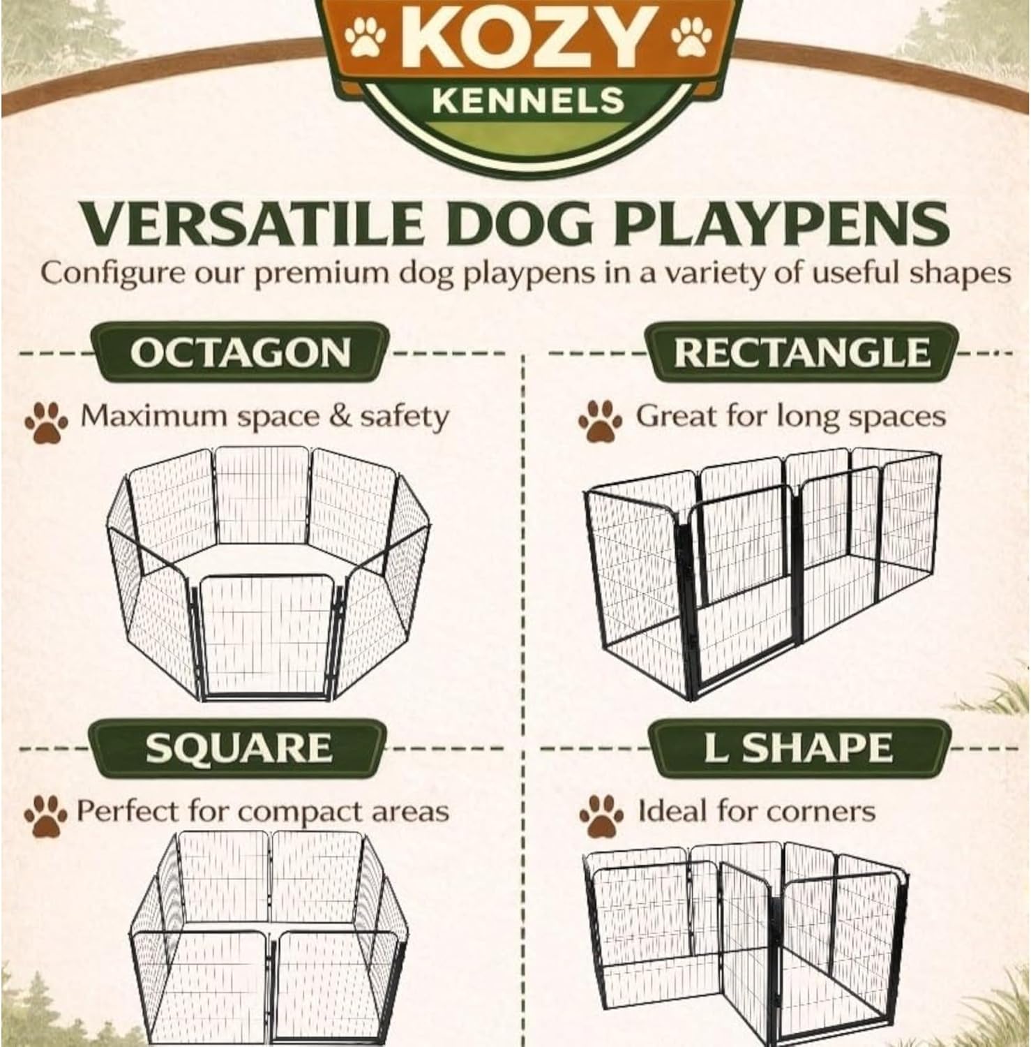 Dog Playpen w/Carrying Case for Indoor or Outdoor Use – 32 Inch, 16 Black Panels - Portable Metal Exercise Pen for Small & Medium Dogs - Pet Fence Kennel Crate for House, RV, or Travel