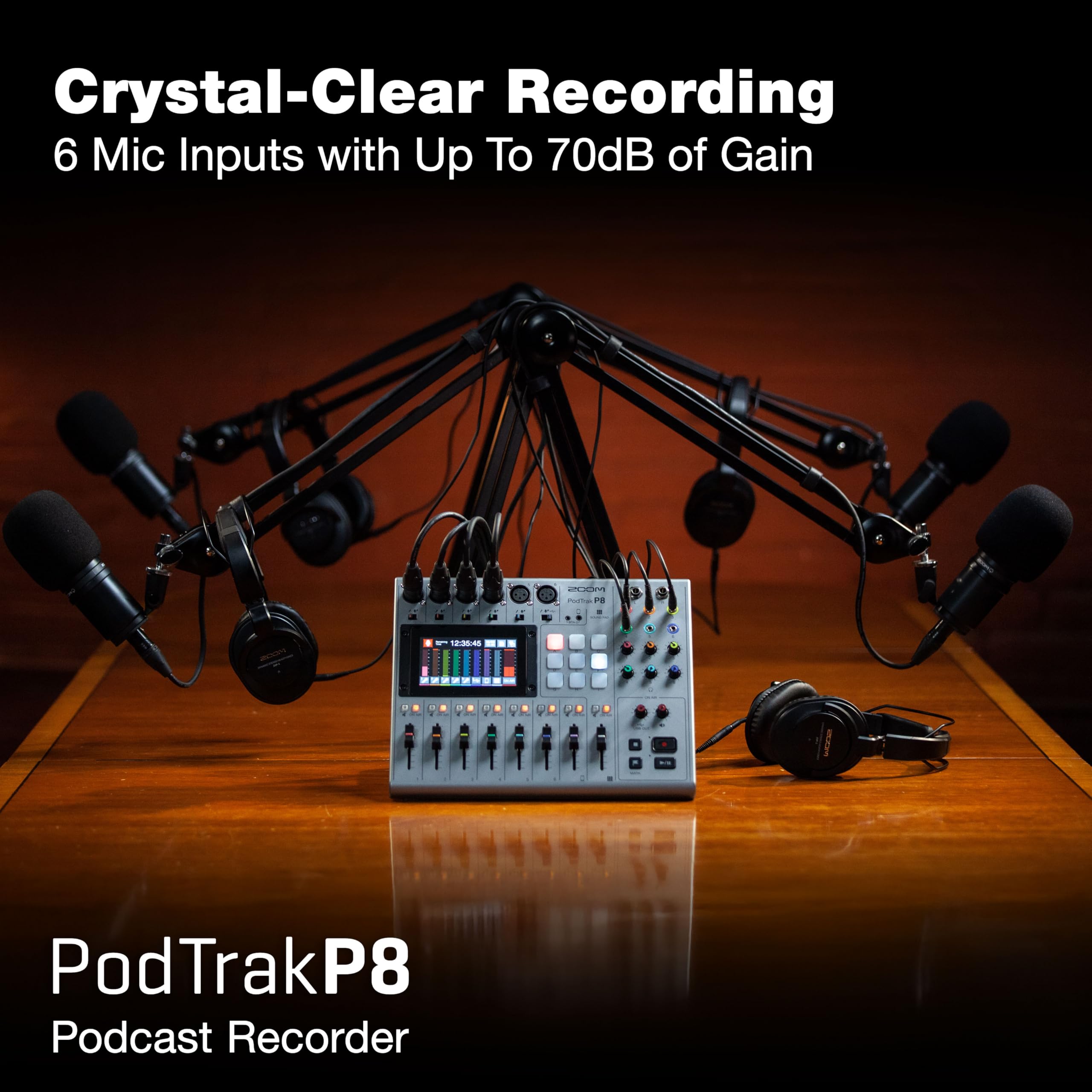 Amazon.com: Zoom PodTrak P8 Podcast Recorder with 6 XLR Inputs, 6