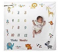 Algopix Similar Product 19 - Fleece Baby Milestone Blanket Jungle