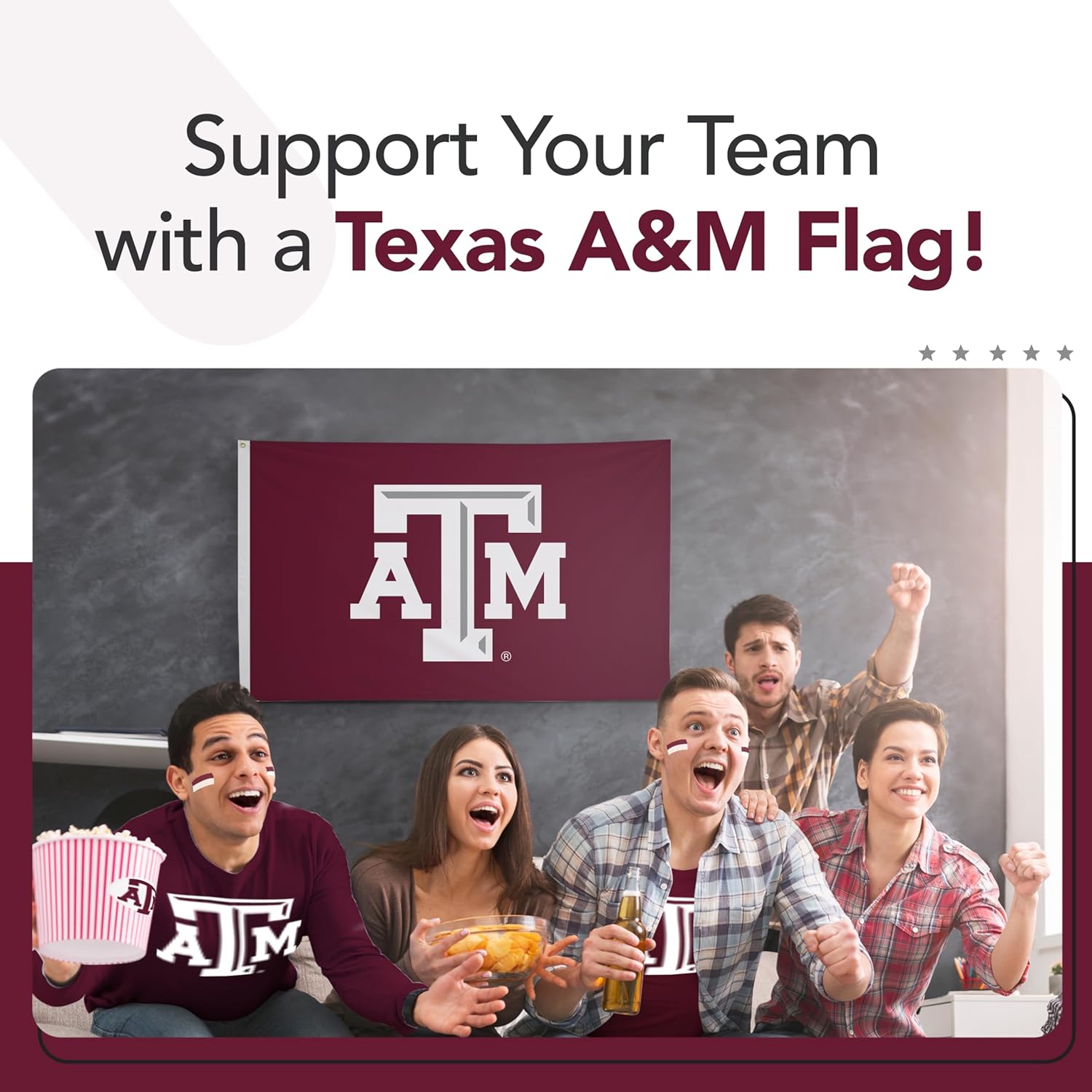 Texas A&M Aggies College Sports Printed Flag - NCAA Licensed - Nylon - School Banner (White, Maroon) (3' x 5')