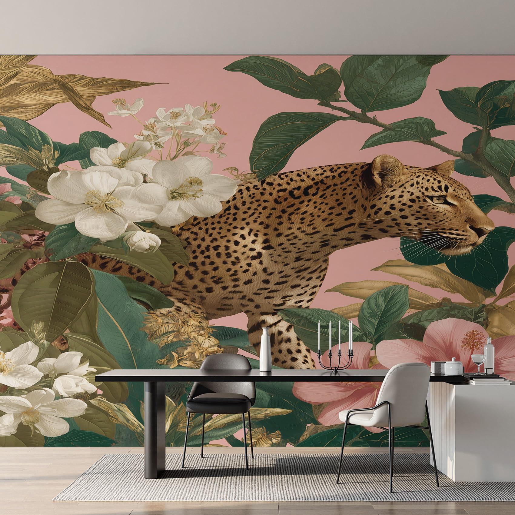 Fresque murale intissée léopard format XXL 400x280 cm premium
