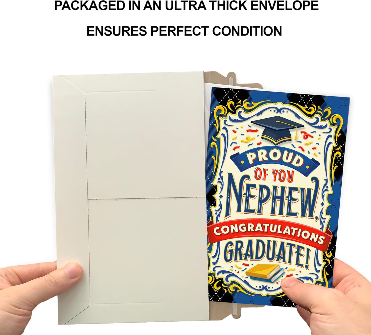 Prime Greetings Nephew Graduation Card, Made in America, Eco-Friendly, Thick Card Stock with Premium Envelope 5in x 7.75in, Packaged in Protective Mailer - Image 5