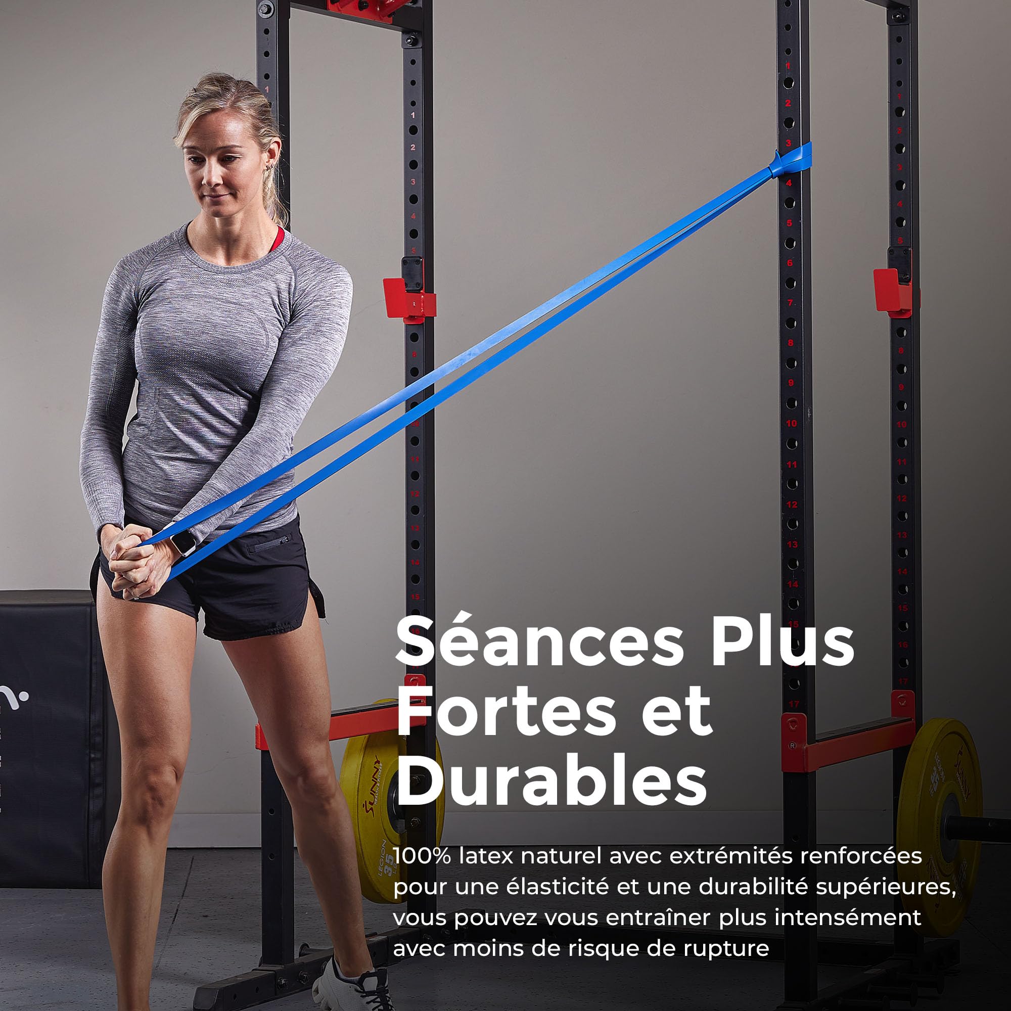 Sunny Health & Fitness Kit de Bandes de Résistance 2 à 43 kg | 7–43 kg Résistance Cumulable, Musculation, Étirements, Rééducation, Écologique, Non Toxique, sans Odeur