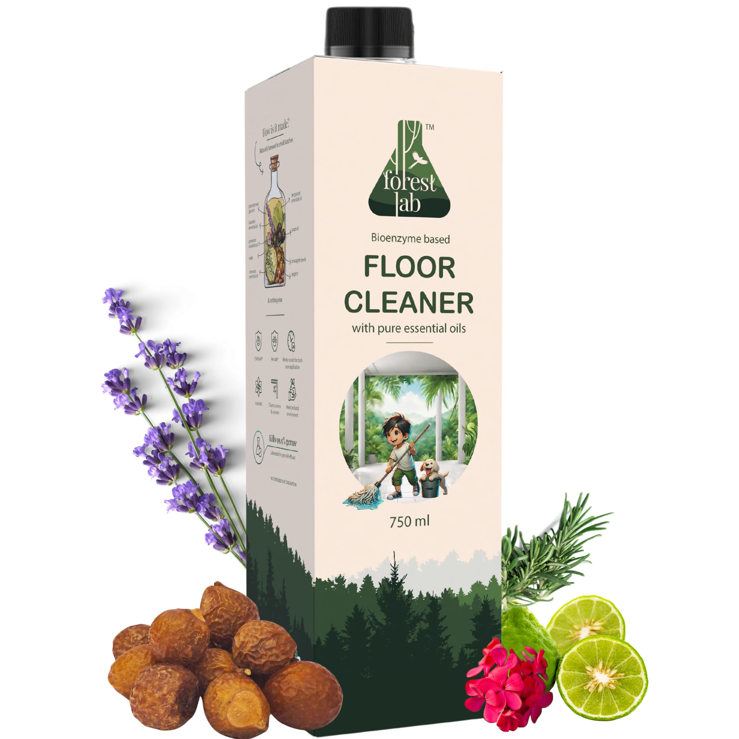 Forest Lab Floor Cleaner| Eco Friendly, Baby & Pet Safe, Non Toxic, Natural & Biodegradable| Herbal Disinfectant| Bio Enzyme, Soapnuts| Cleans Marble Wood Tiles Or Granite (650 ml (Glass Bottle)) (B0D4TNBN37) Amazon Price History, Amazon Price Tracker