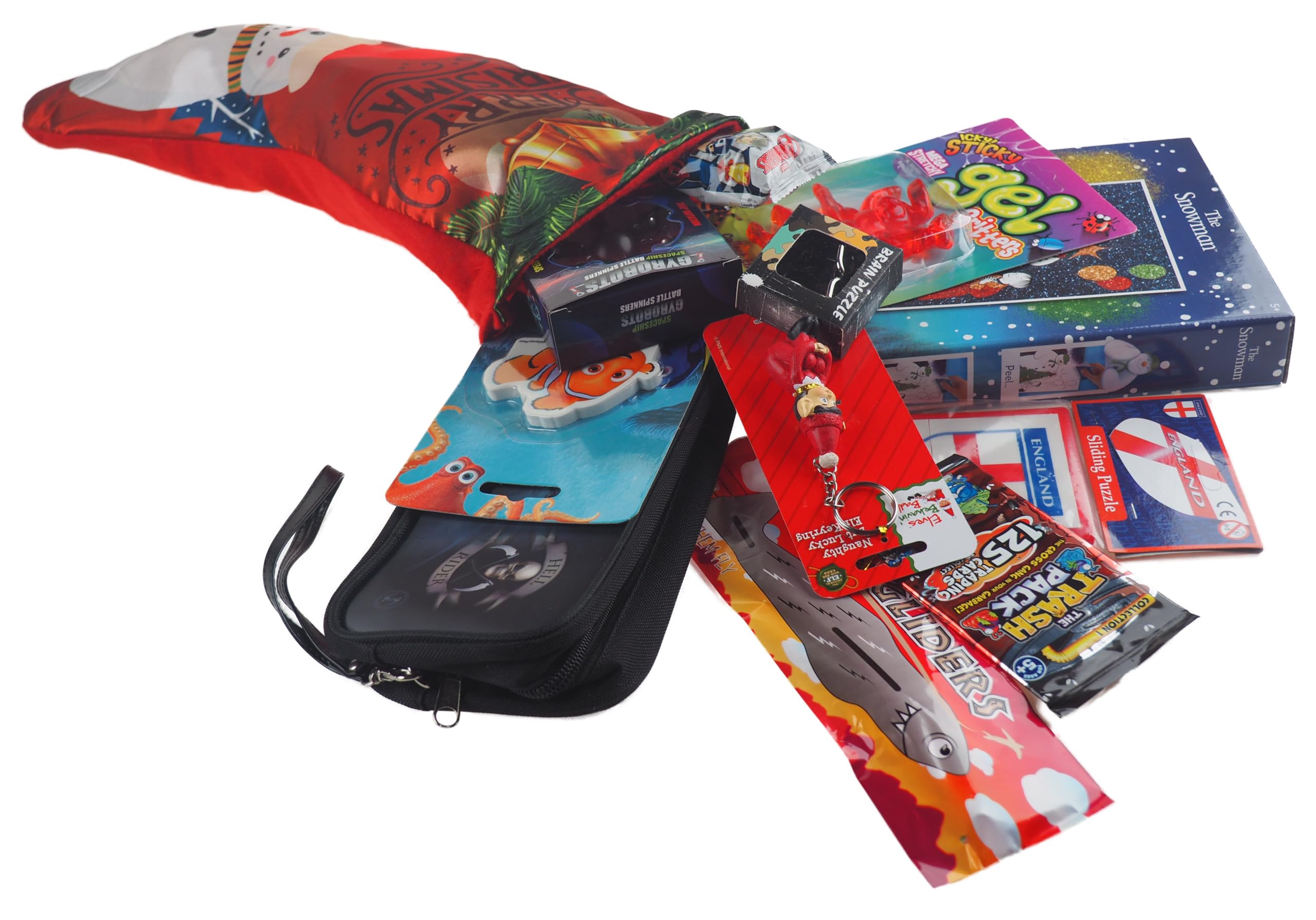 Boys Pre Filled Christmas Stocking Stuffed With 12 Novelties & Gifts, Red - Image 2