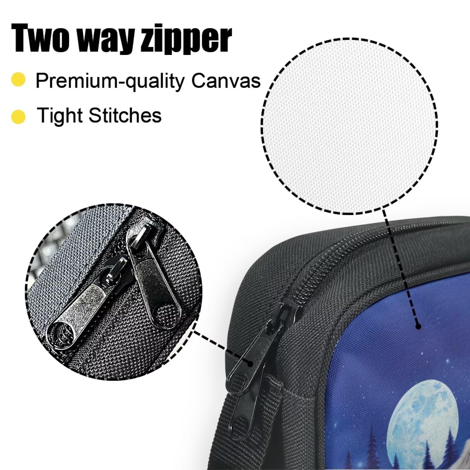 NETILGEN Bible Cover Case Zipper Bible Protective Portable Notebook Carrying Case with Handle Church Bag Perfect Gift for Women Men Girls Moon Wolf - Image 4